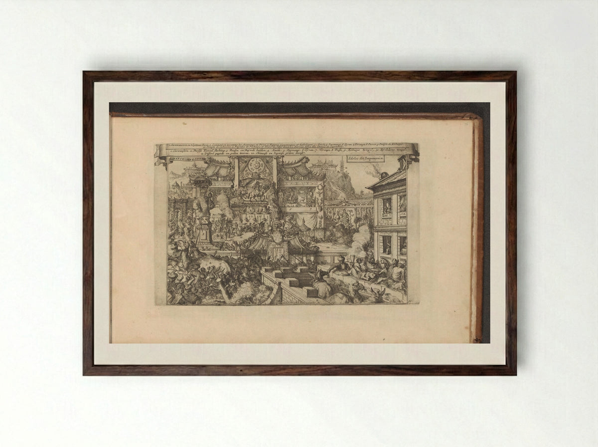 Religie in Japan - Romeyn de Hooghe - Framed Print Dark Wood