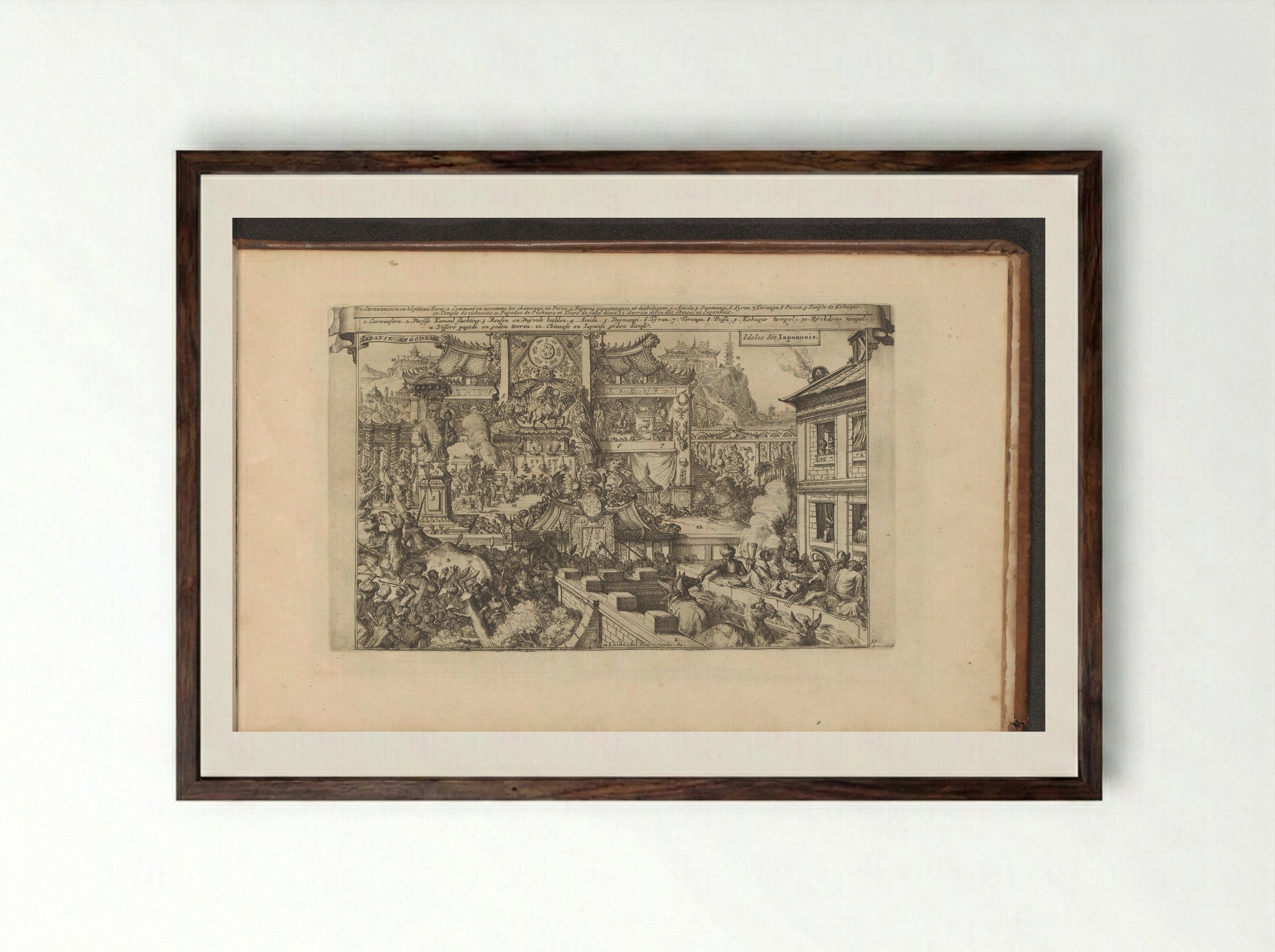 Religie in Japan - Romeyn de Hooghe - Framed Print Dark Wood