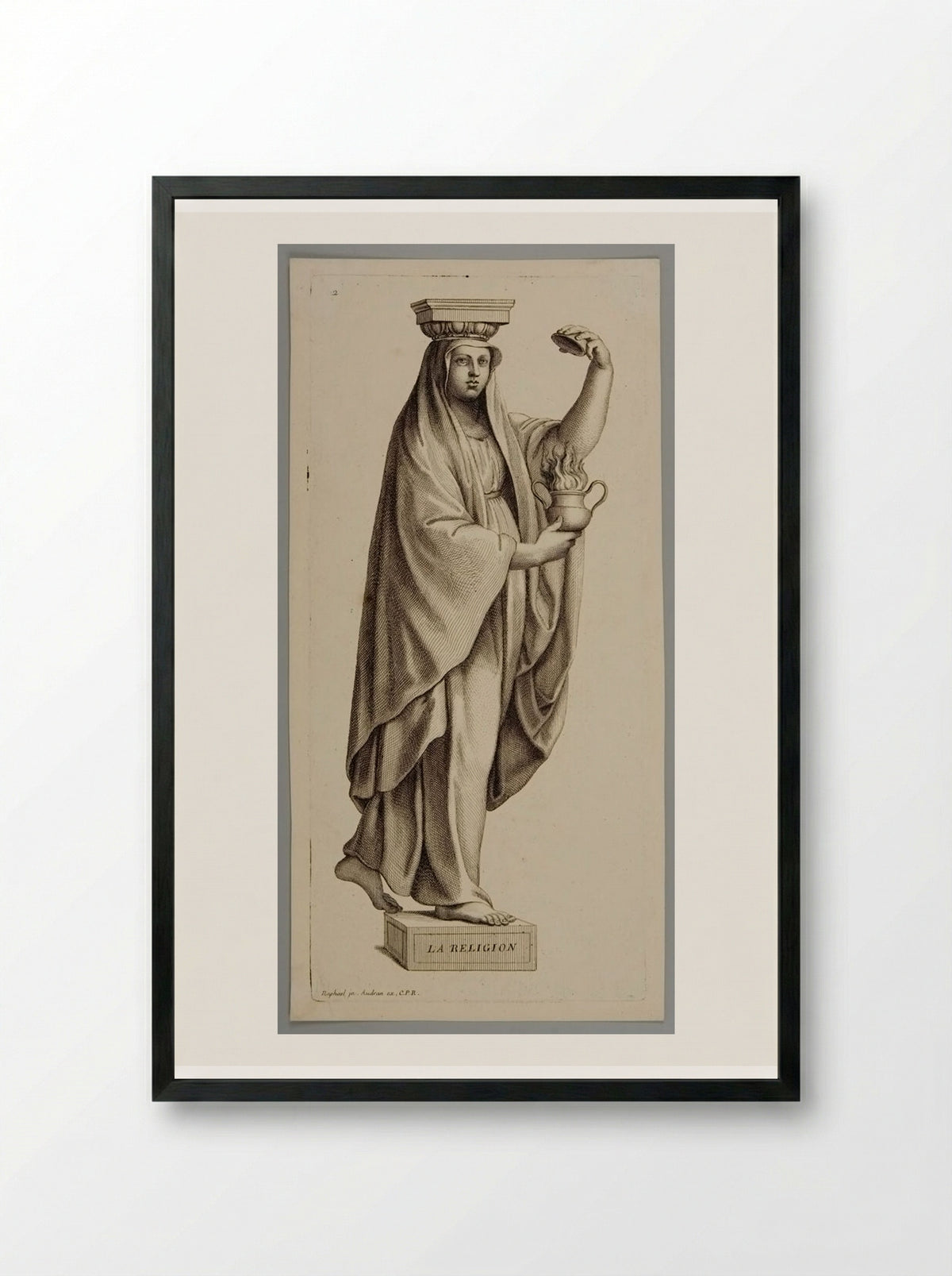 Religion (After Raphael) - Gérard Audran - Framed Print Black