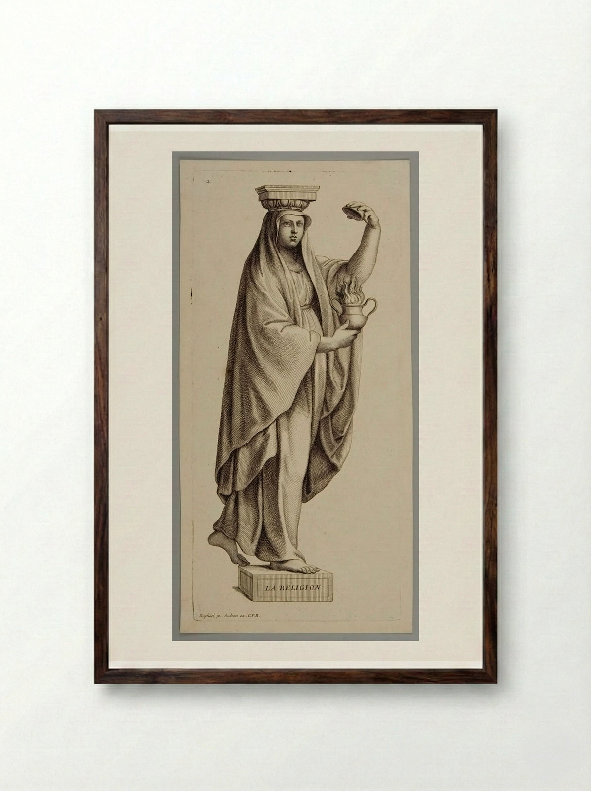 Religion (After Raphael) - Gérard Audran - Framed Print Dark Wood