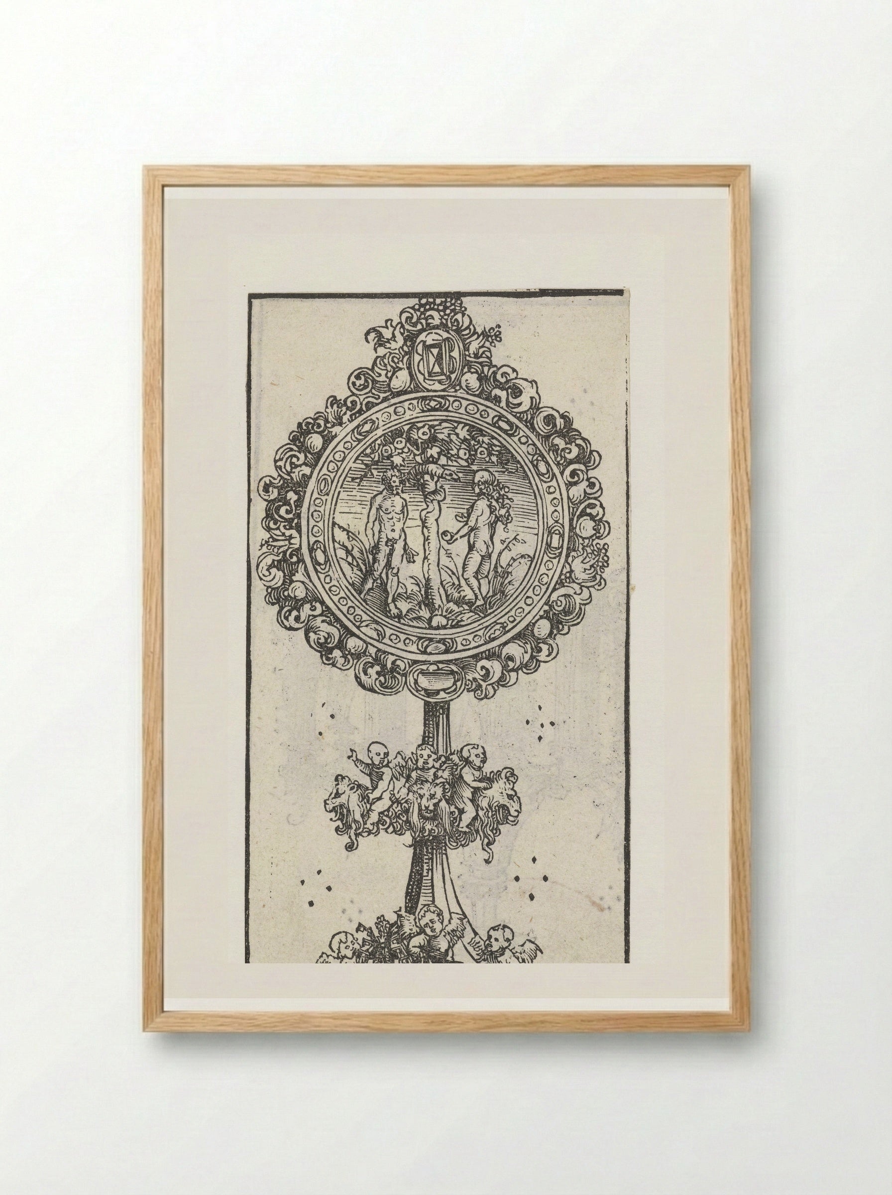 Reliquary with the Temptation of Adam and Eve - Lucas Cranach the Elder - Framed Print Wood