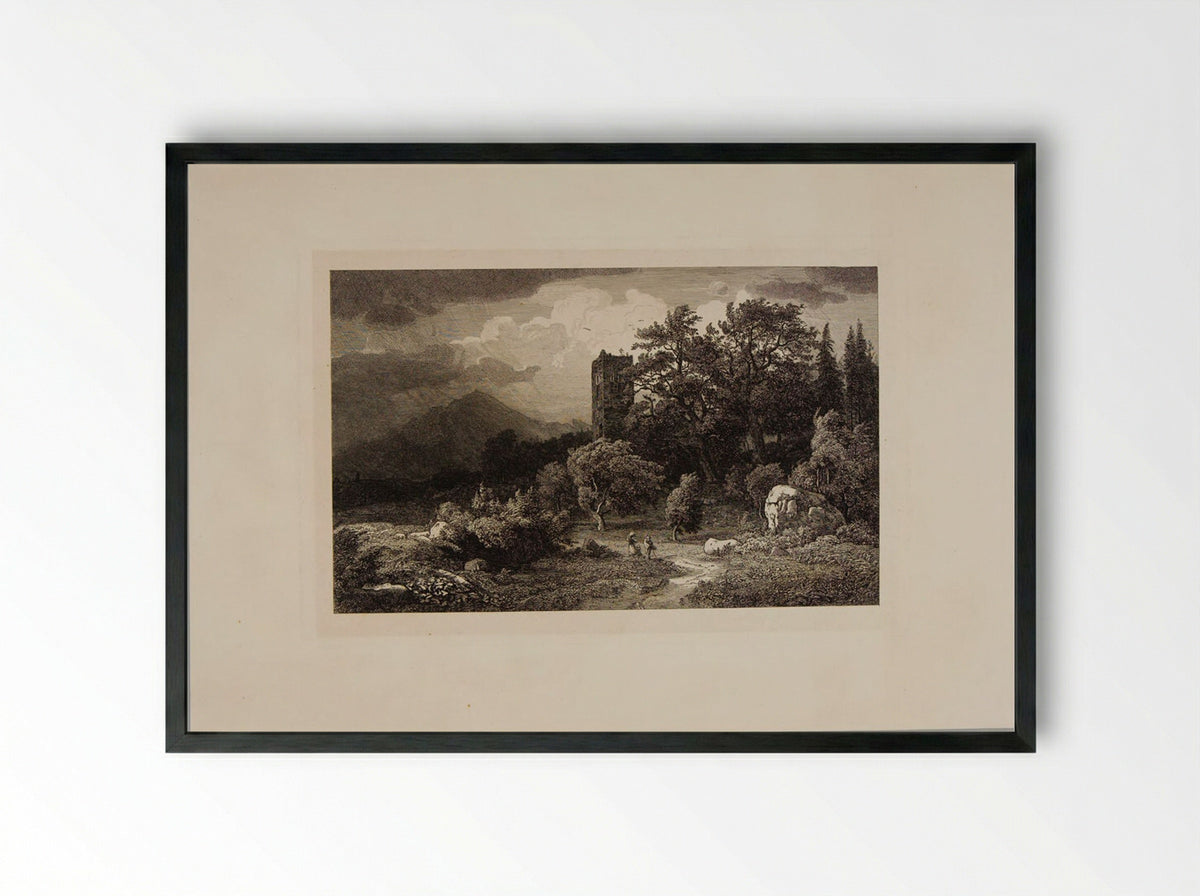 Remains of a Castle near Meiringen - Johann Wilhelm Schirmer - Framed Print Black