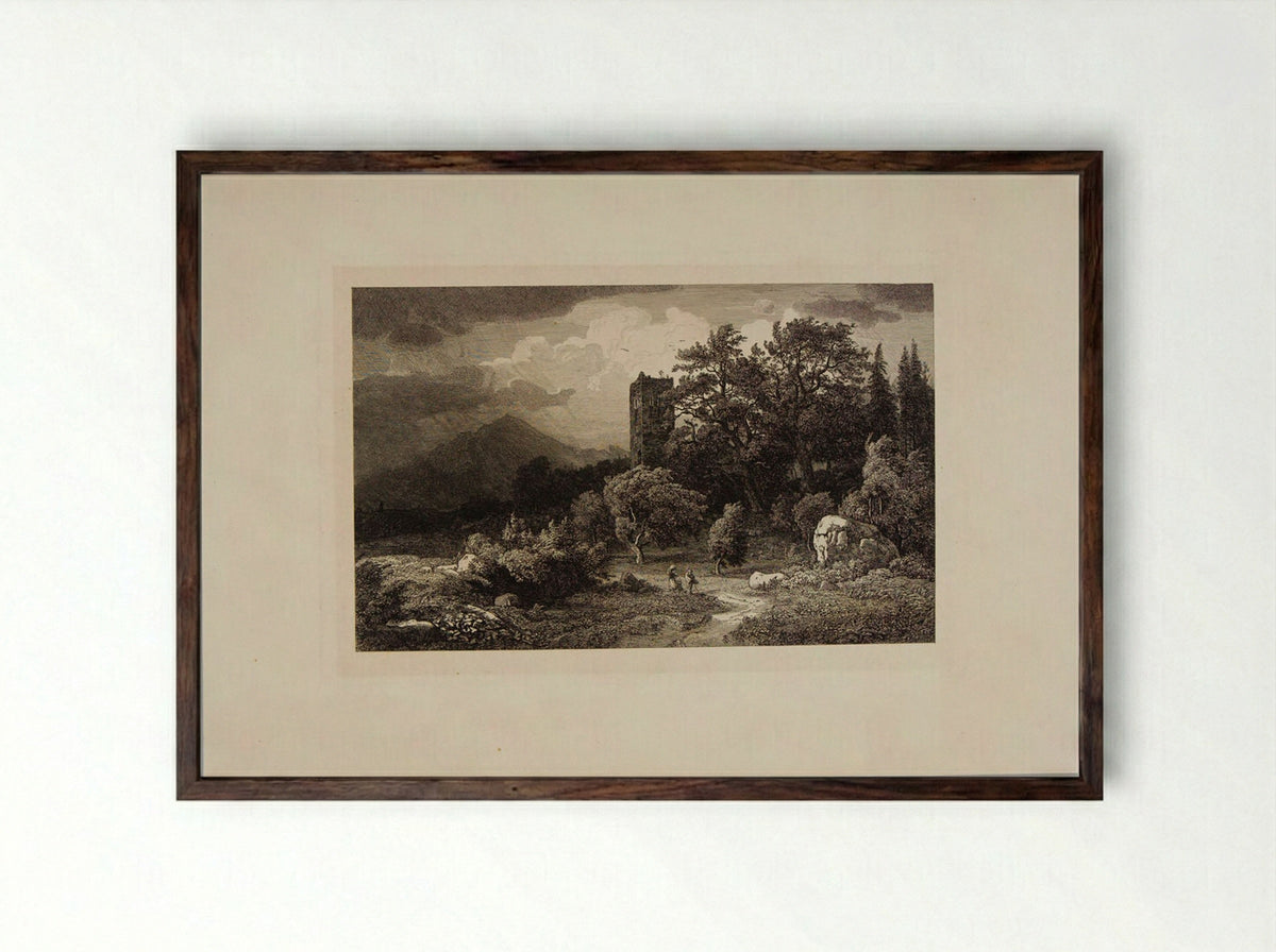 Remains of a Castle near Meiringen - Johann Wilhelm Schirmer - Framed Print Dark Wood