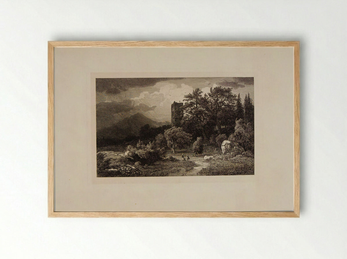 Remains of a Castle near Meiringen - Johann Wilhelm Schirmer - Framed Print Wood