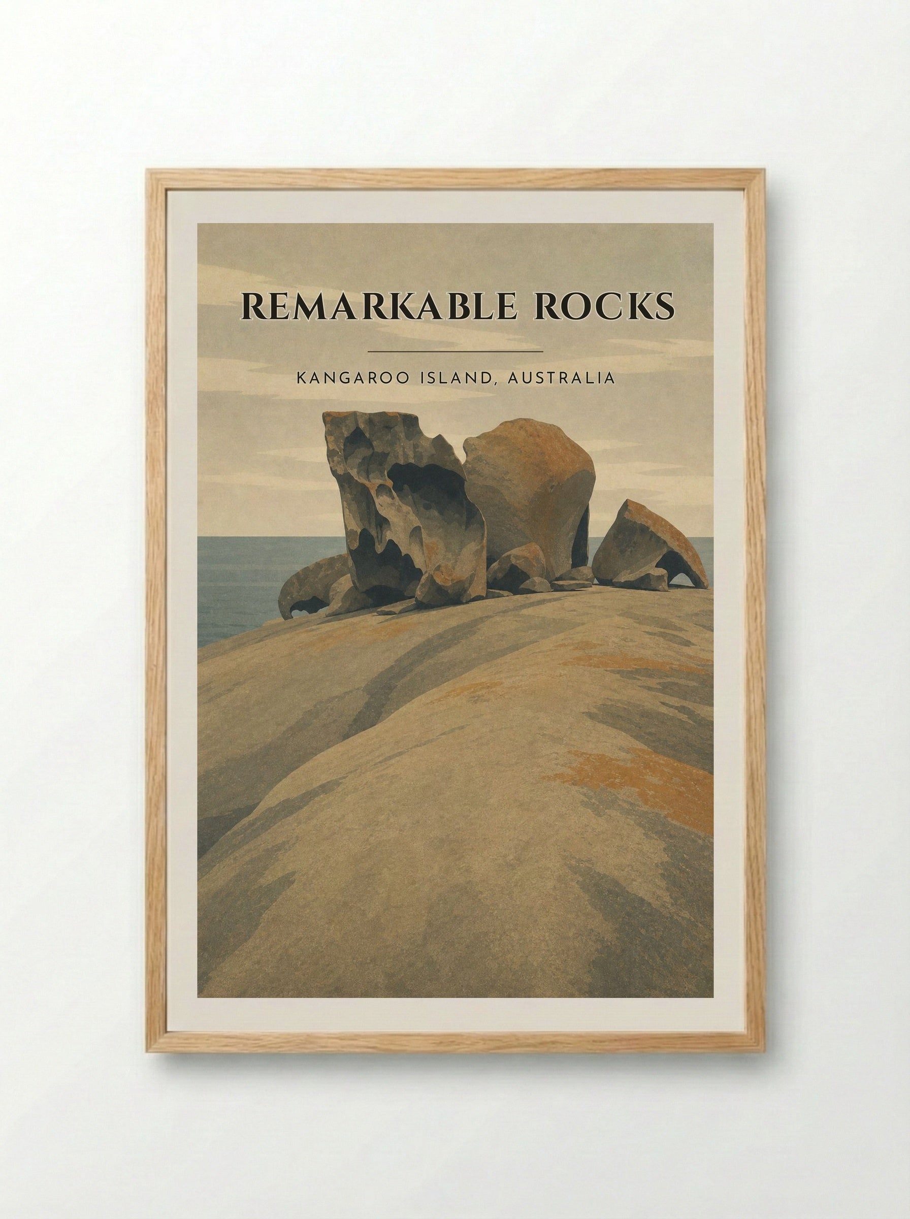 Remarkable Rocks Travel Poster Artwork - Framed Print Wood