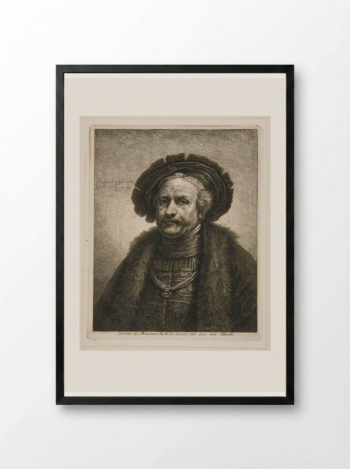 Rembrandt at the Age of About Sixty - Georg Friedrich Schmidt - Framed Print Black
