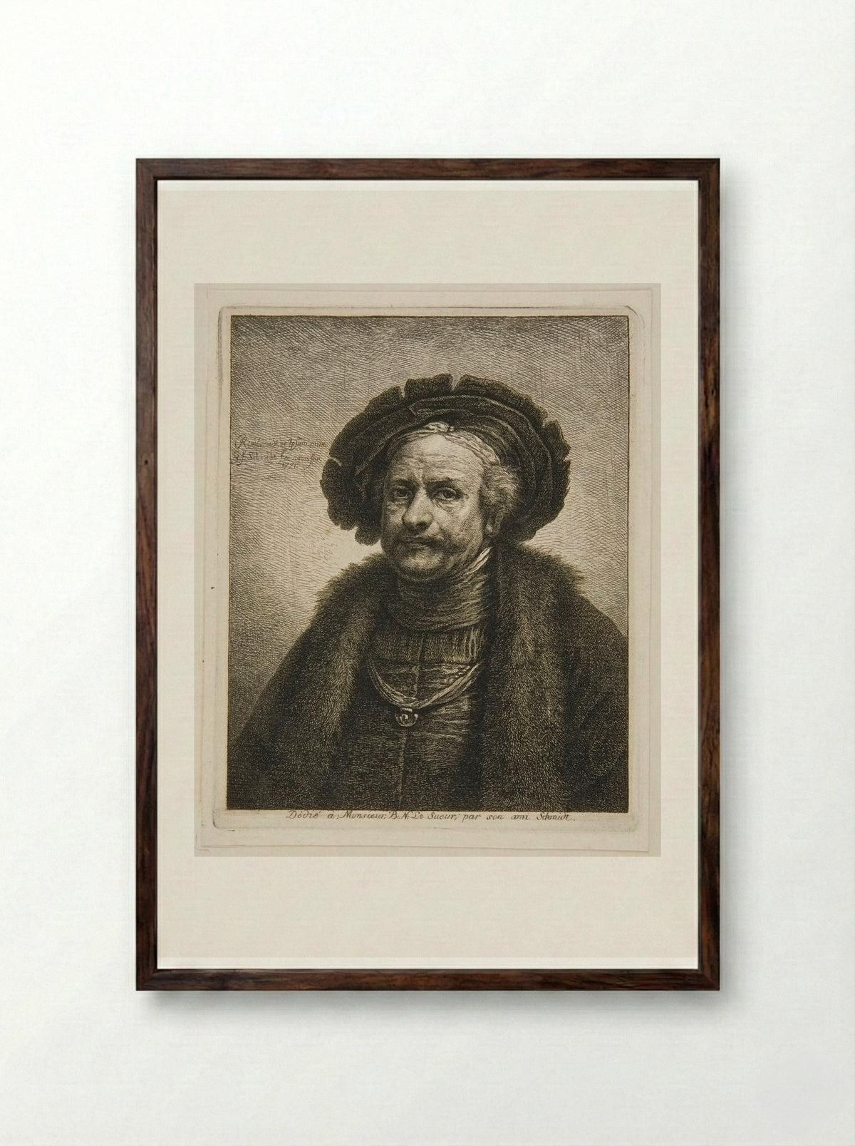 Rembrandt at the Age of About Sixty - Georg Friedrich Schmidt - Framed Print Dark Wood