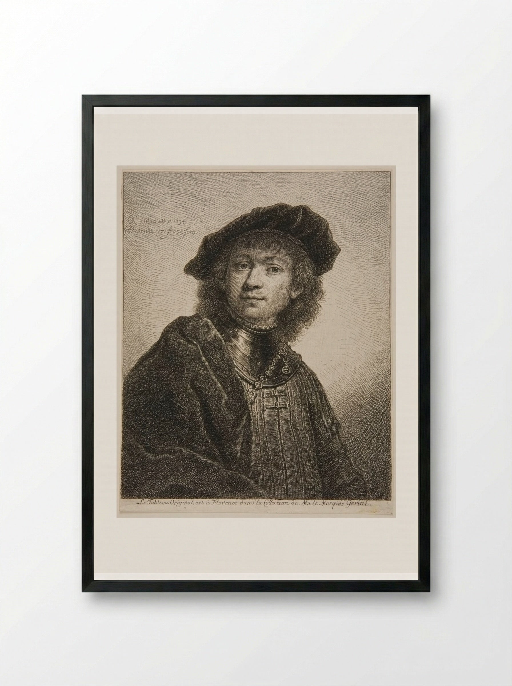 Rembrandt at the Age of Twenty-Eight - Georg Friedrich Schmidt - Framed Print Black