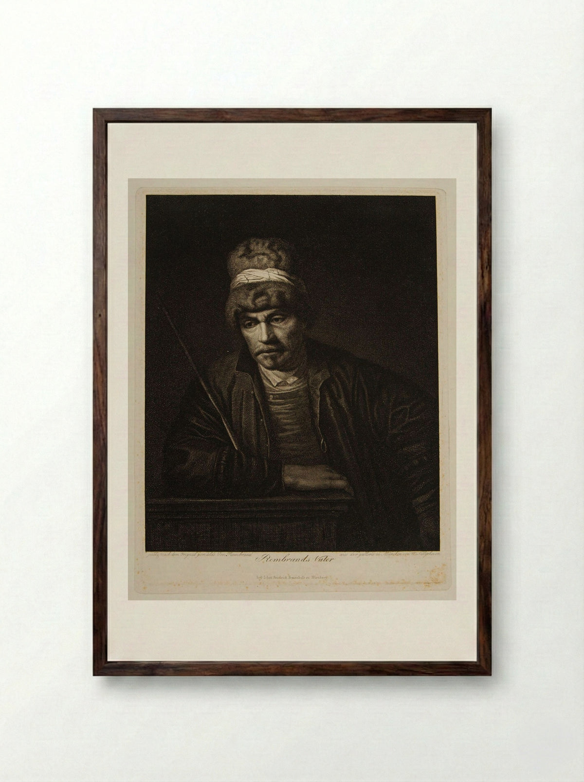 Rembrandt's Father - Moritz Kellerhoven - Framed Print Dark Wood
