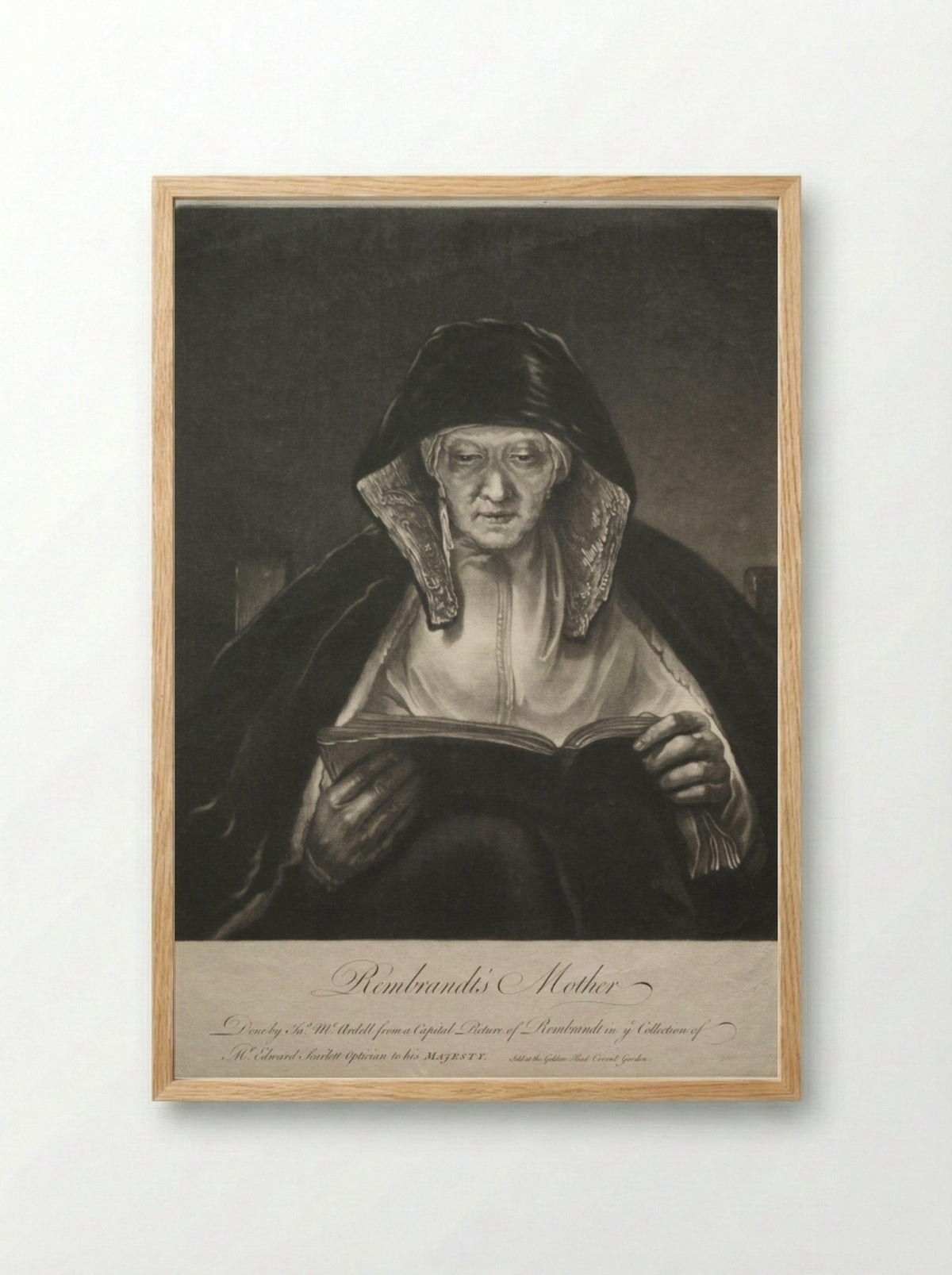 Rembrandt's Mother - James McArdell - Framed Print Wood