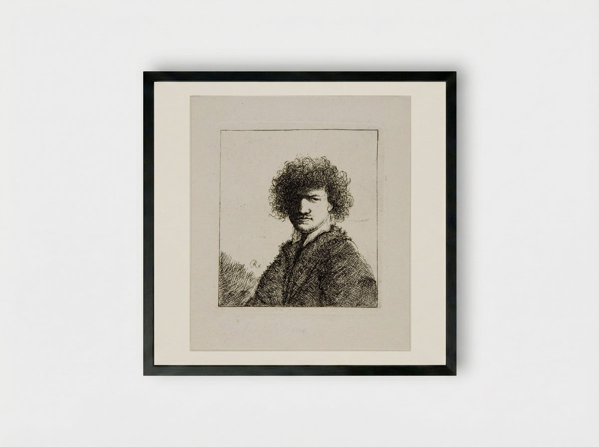 Rembrandt with Bushy Hair - David Deuchar - Framed Print Black