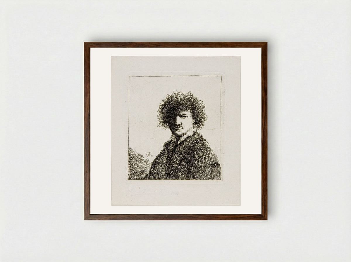 Rembrandt with Bushy Hair - David Deuchar - Framed Print Dark Wood