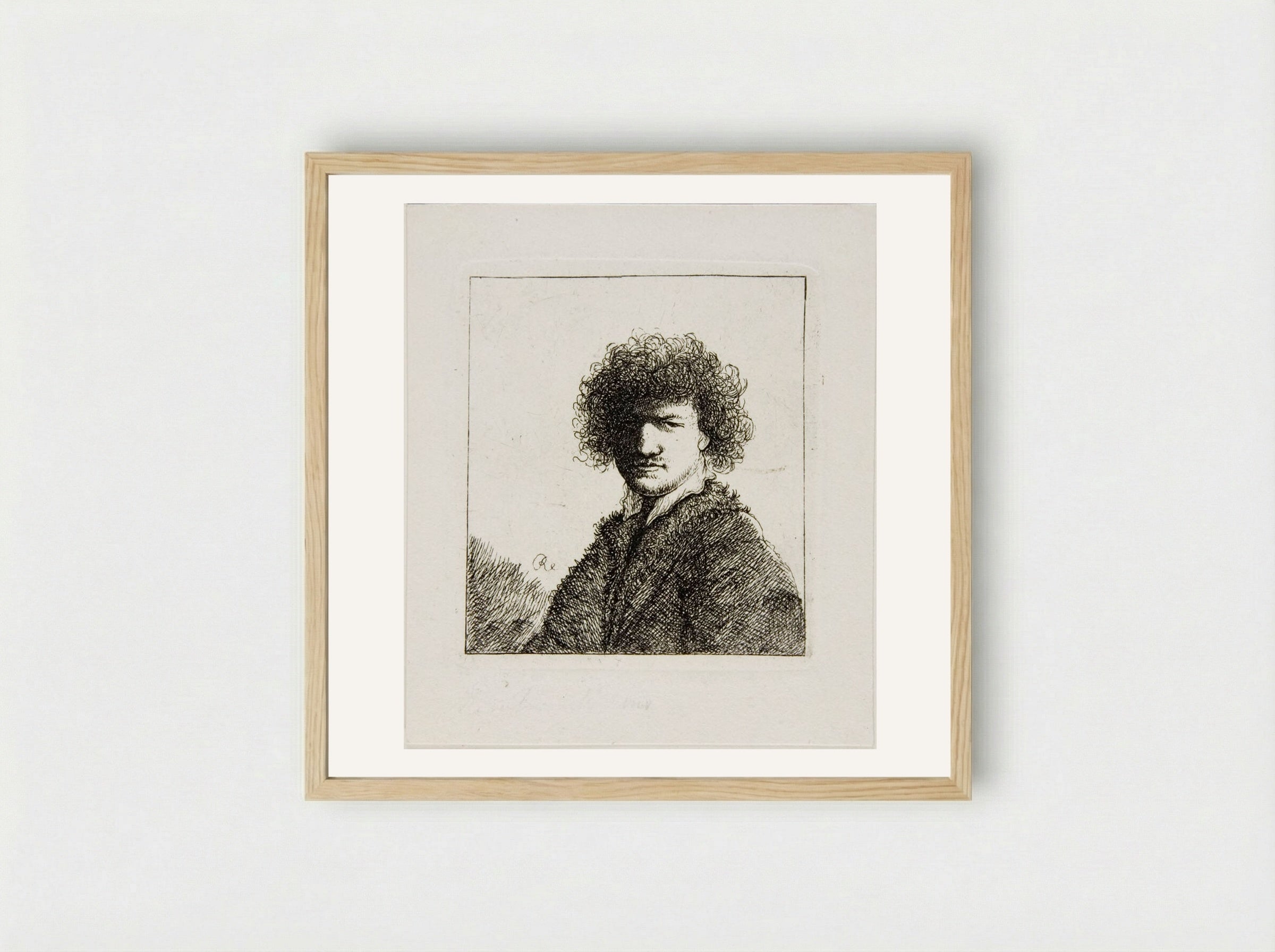 Rembrandt with Bushy Hair - David Deuchar - Framed Print Wood