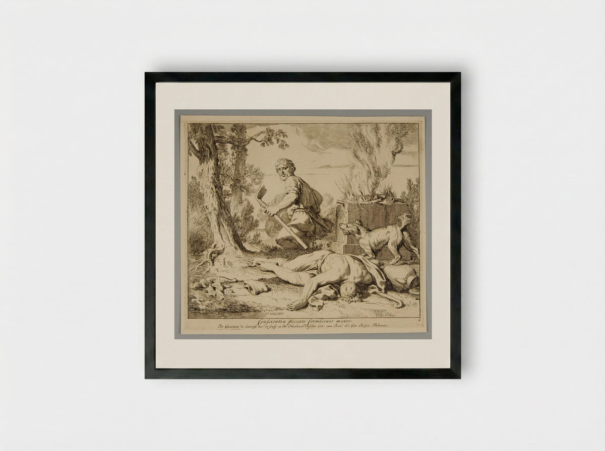 Remorses of Cain - Gérard de Lairesse - Framed Print Black