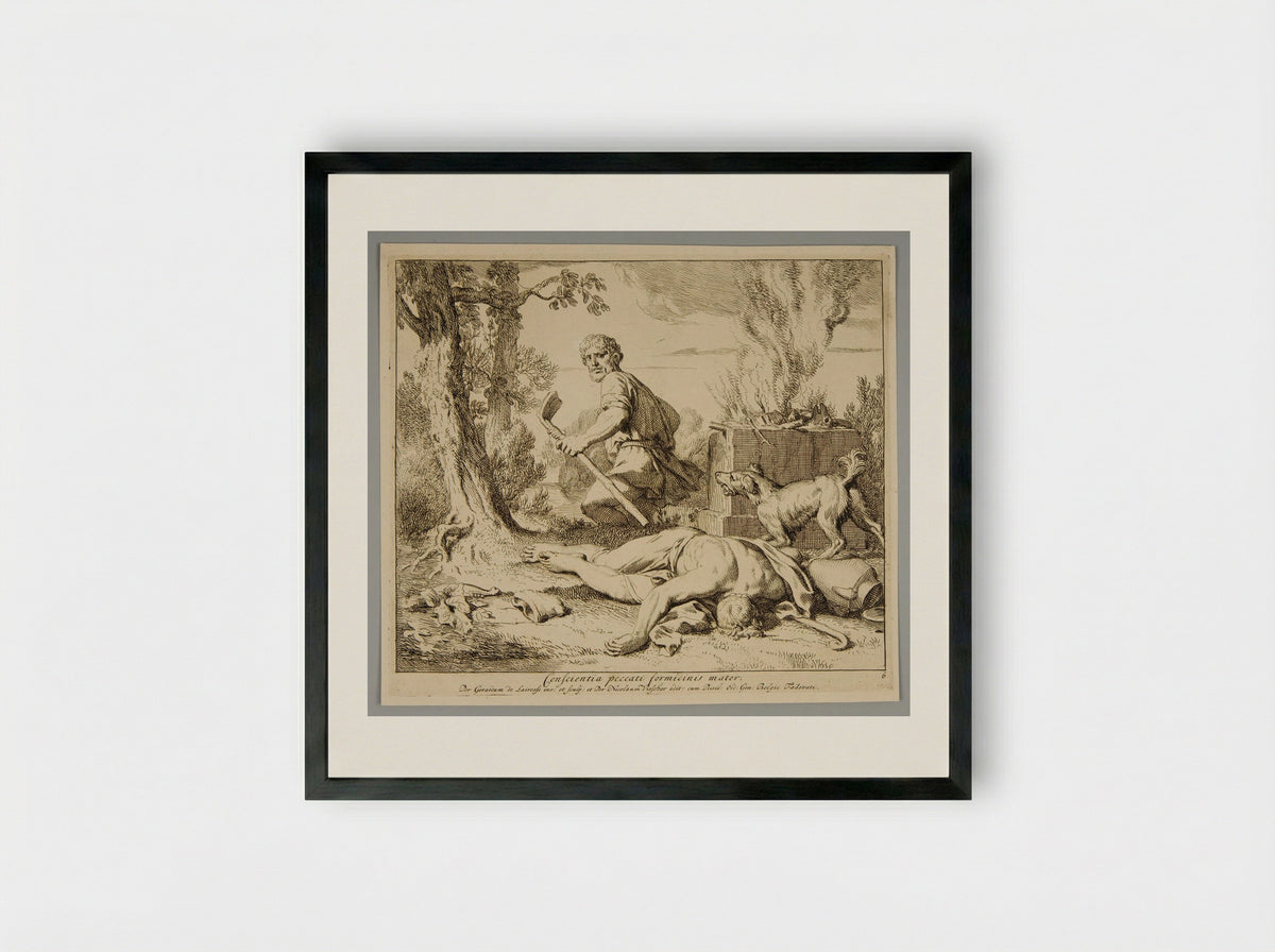 Remorses of Cain - Gérard de Lairesse - Framed Print Black