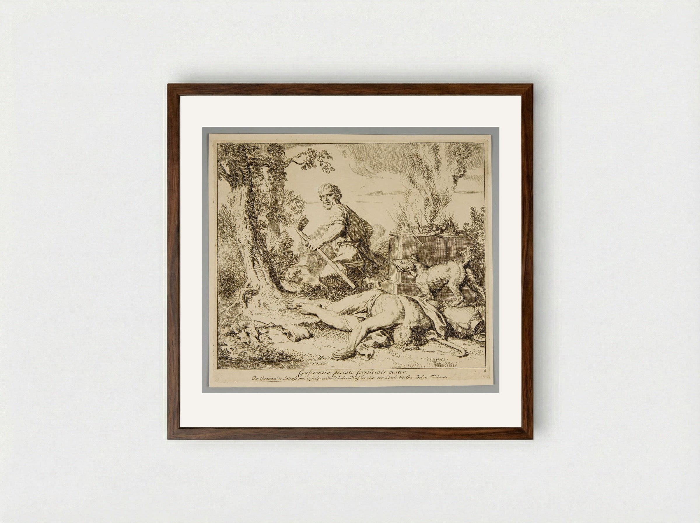 Remorses of Cain - Gérard de Lairesse - Framed Print Dark Wood