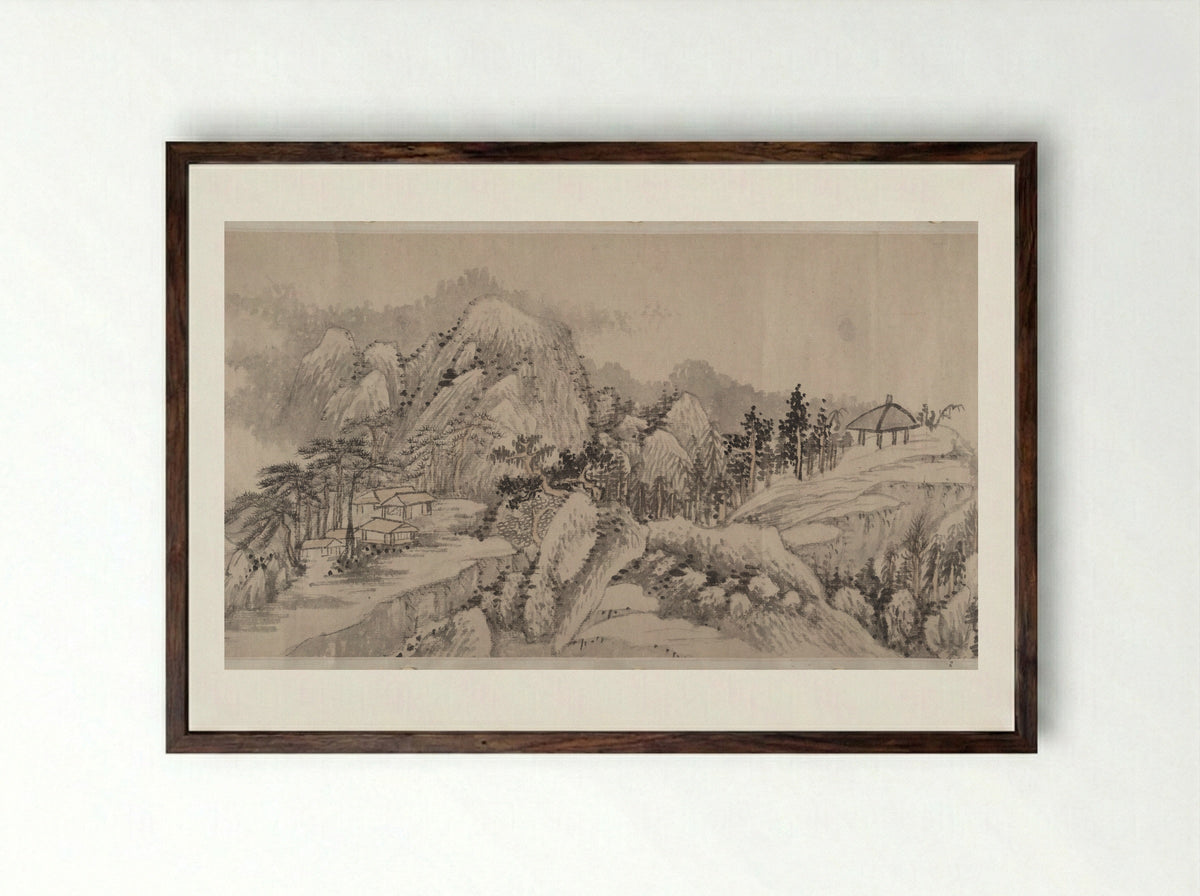 Remote Valleys, Sounds of Waterfalls, Deep Forests - Liu Yu - Framed Print Dark Wood