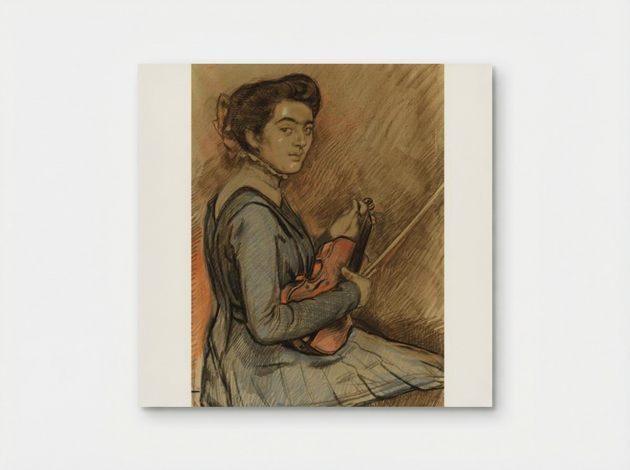 Renée Druet with Violin - Théo van Rysselberghe - Poster