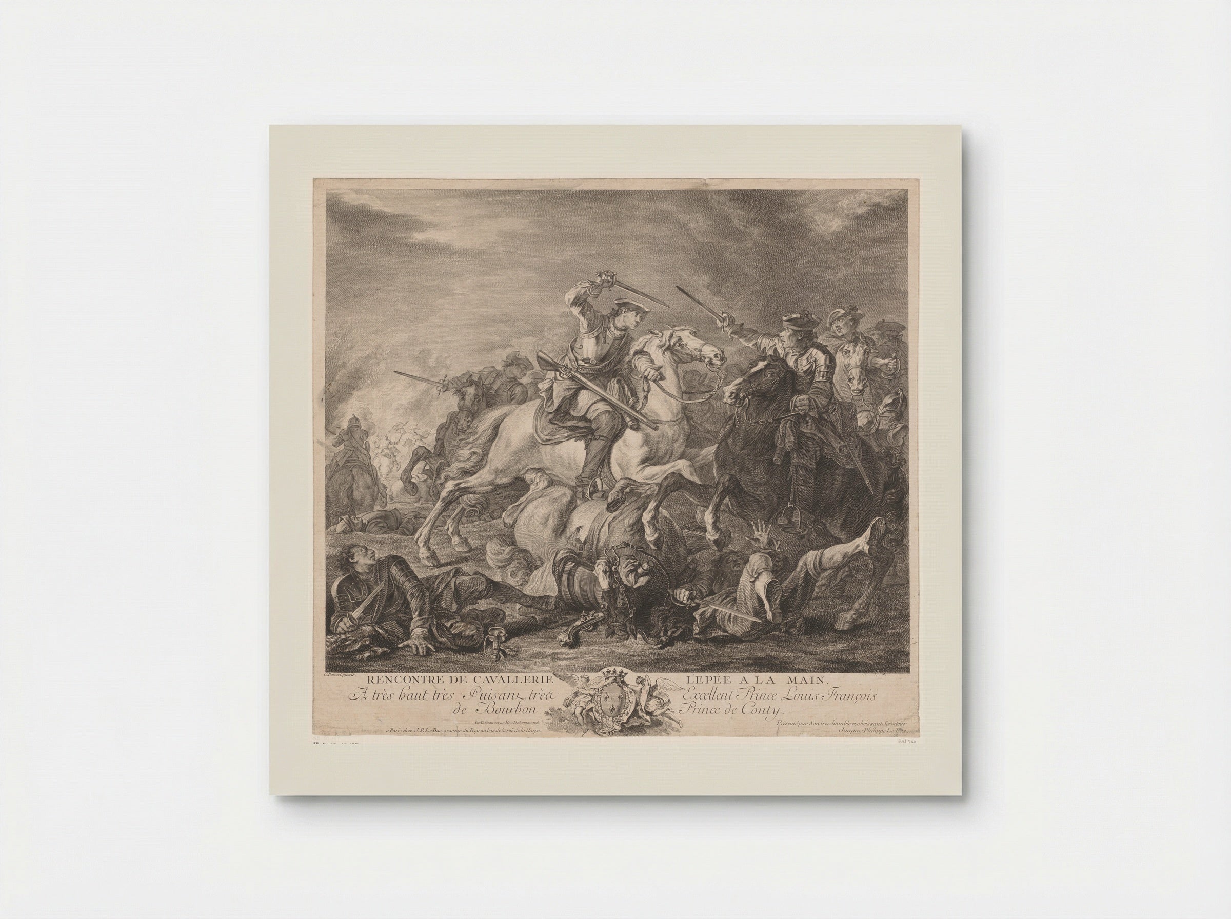 Rencontre de cavalerie, l'épée à la main - Jacques-Philippe Le Bas - Poster