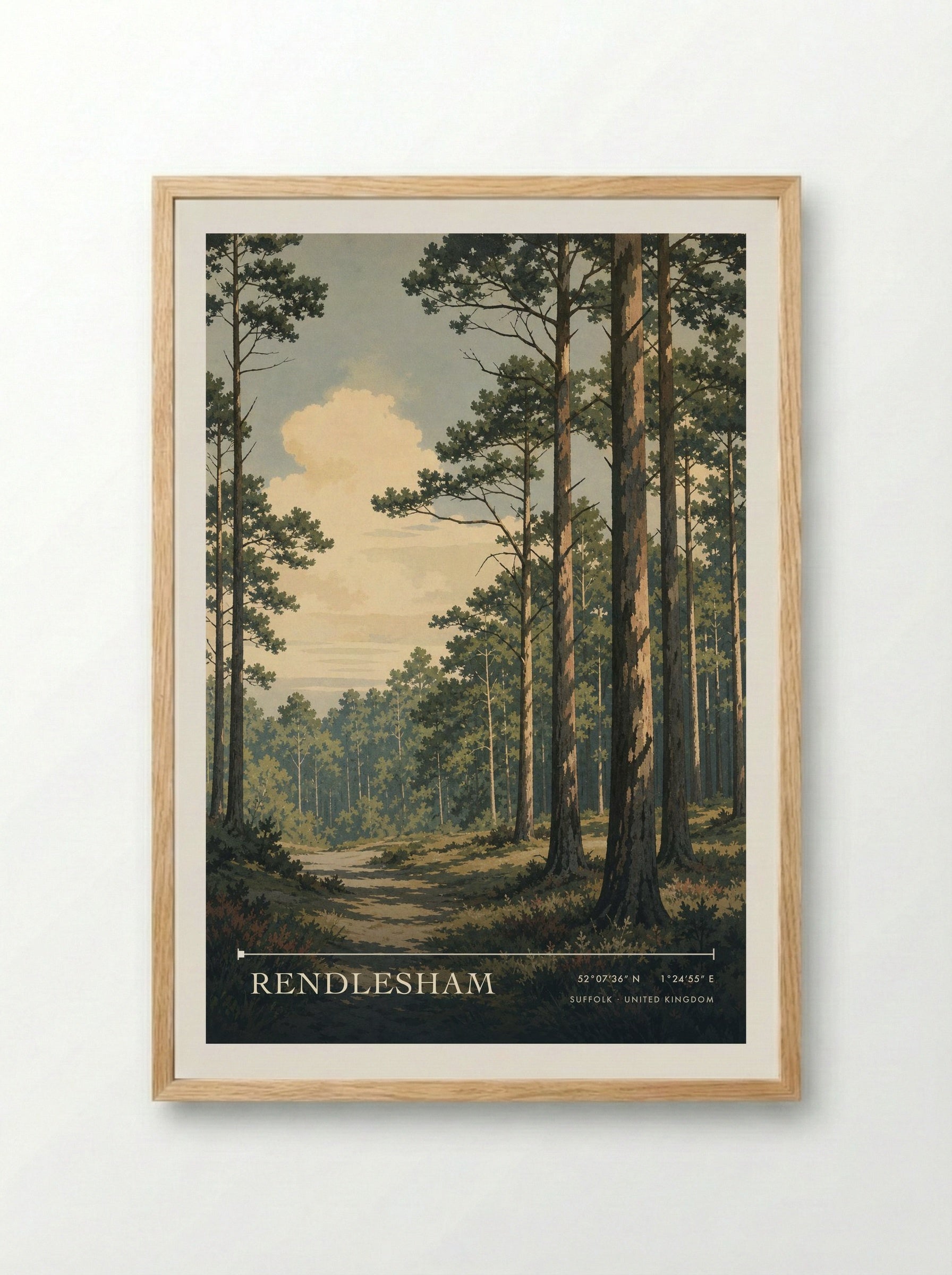 Rendlesham Suffolk United Kingdom Travel Poster - Framed Print Wood