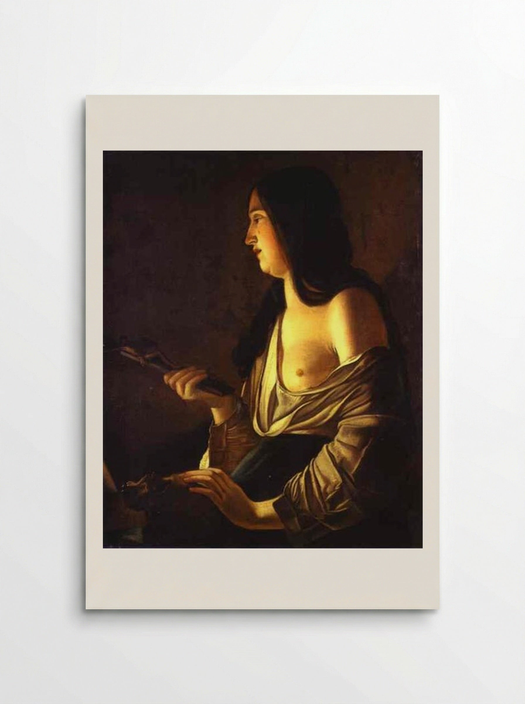 Repenting Magdalene, also called Magdalene in a Flickering Light - Georges de la Tour - Poster