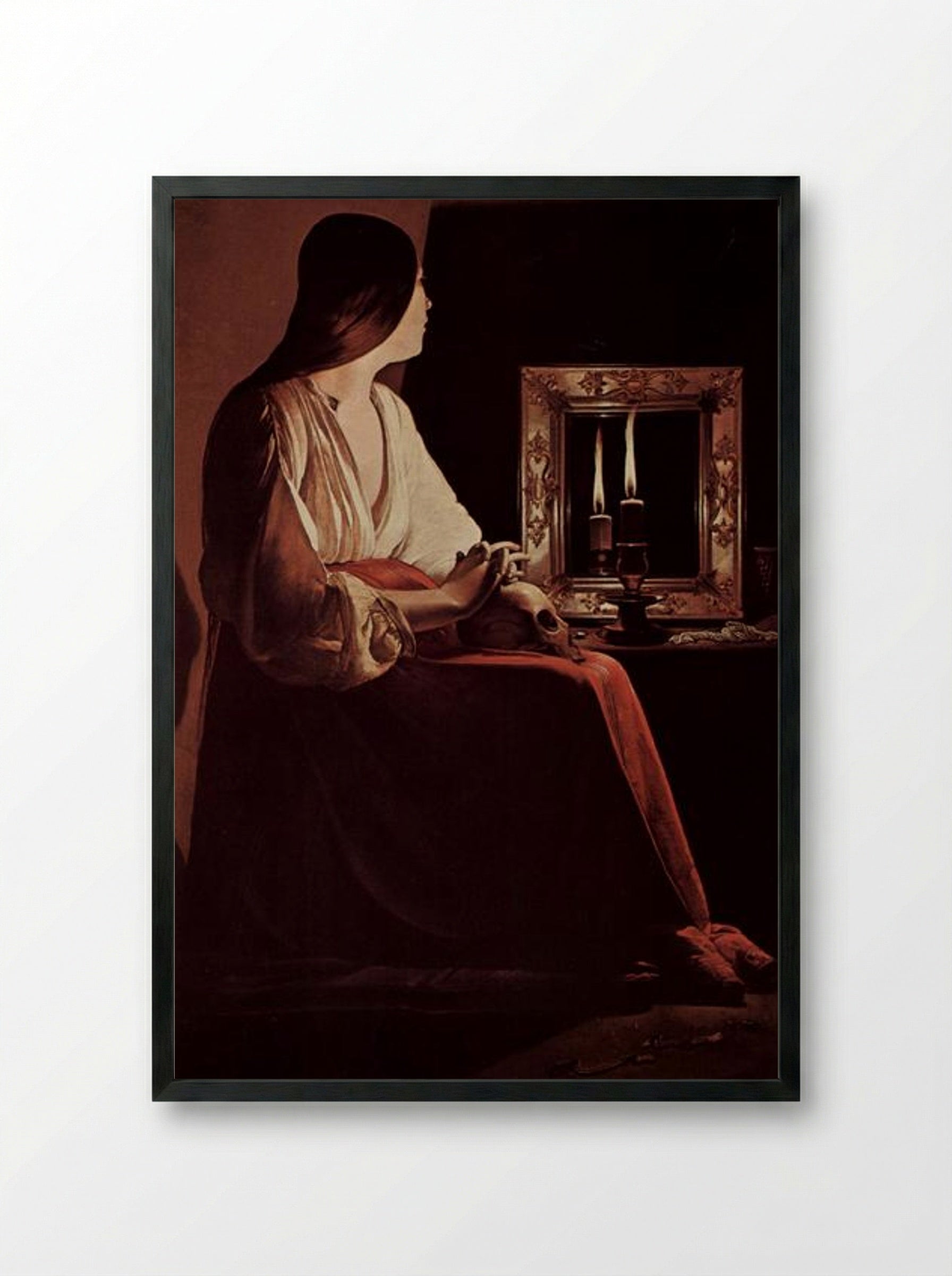 Repenting Magdalene - Georges de la Tour - Framed Print Black