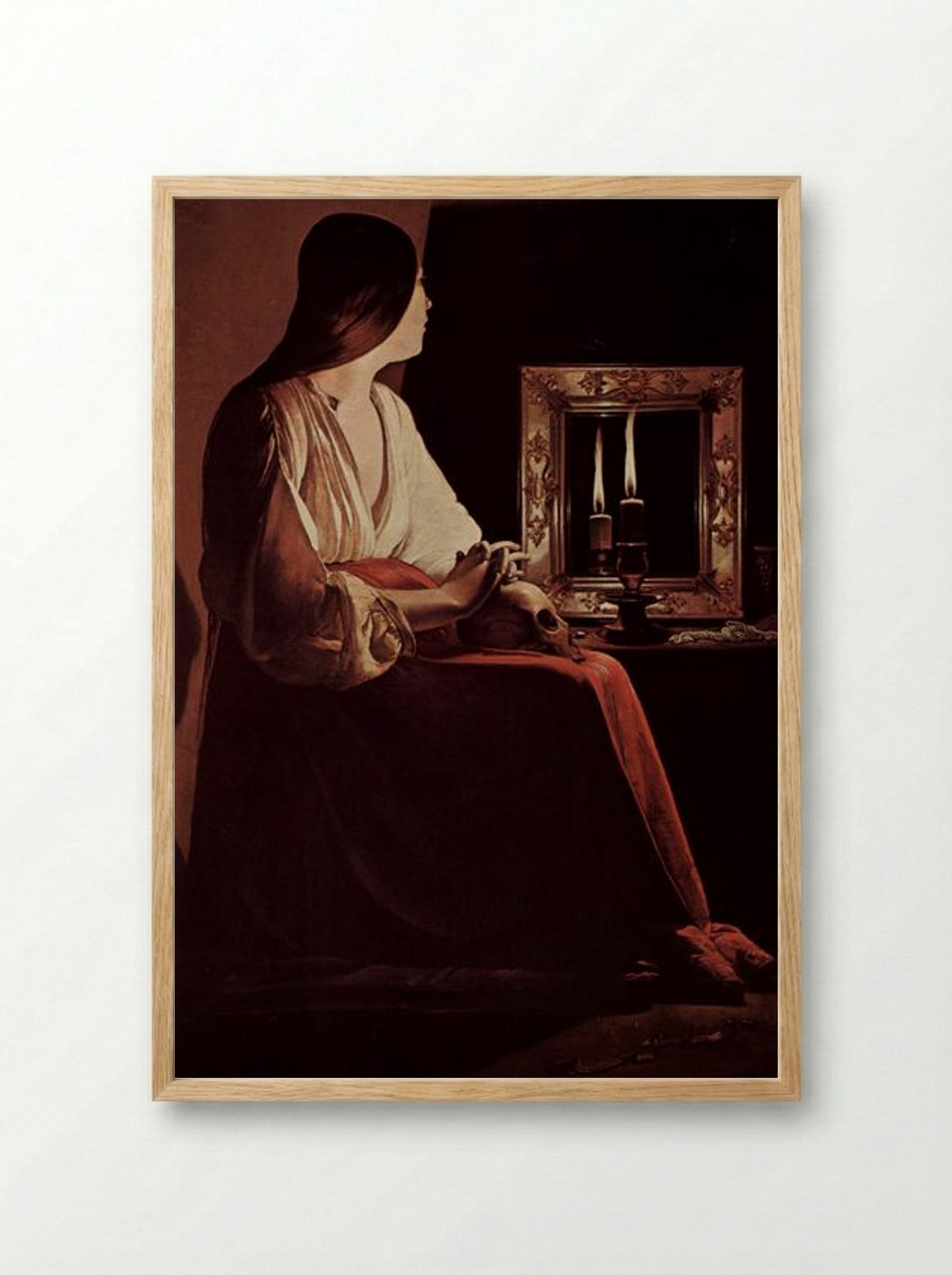 Repenting Magdalene - Georges de la Tour - Framed Print Wood