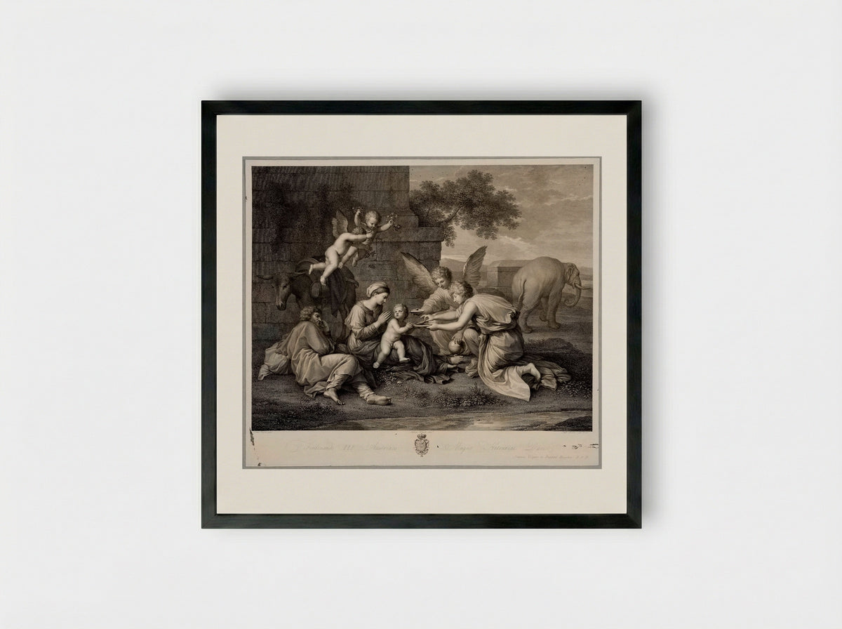 Repose in Egypt - Raphael Morghen - Framed Print Black