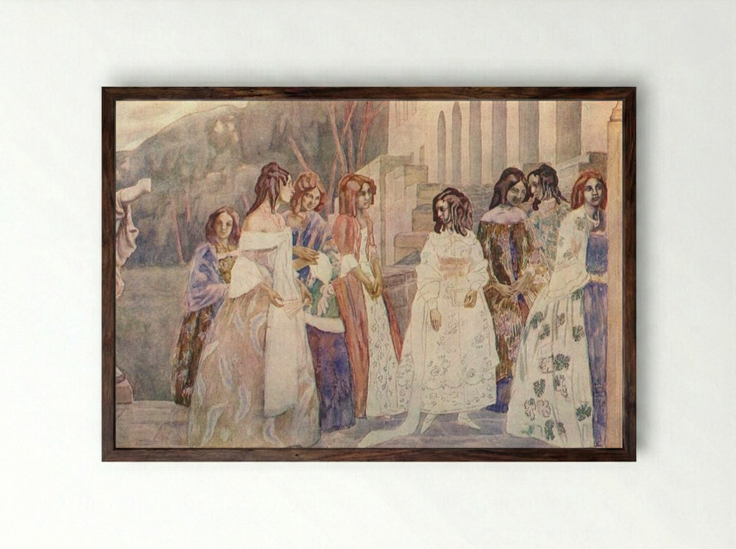 Requiem - Victor Borisov-Musatov - Framed Print Dark Wood