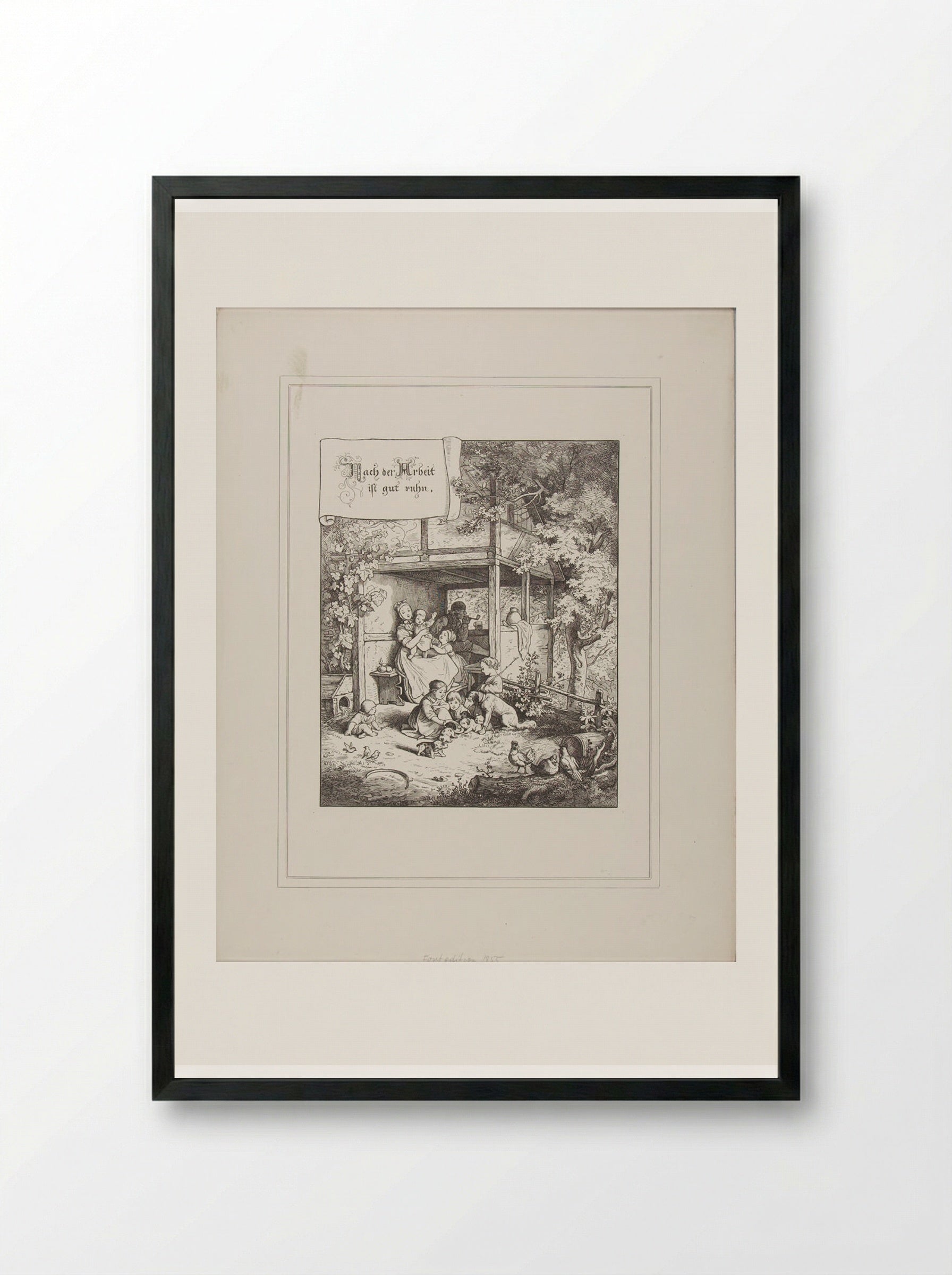 Rest after Work - Adrian Ludwig Richter - Framed Print Black