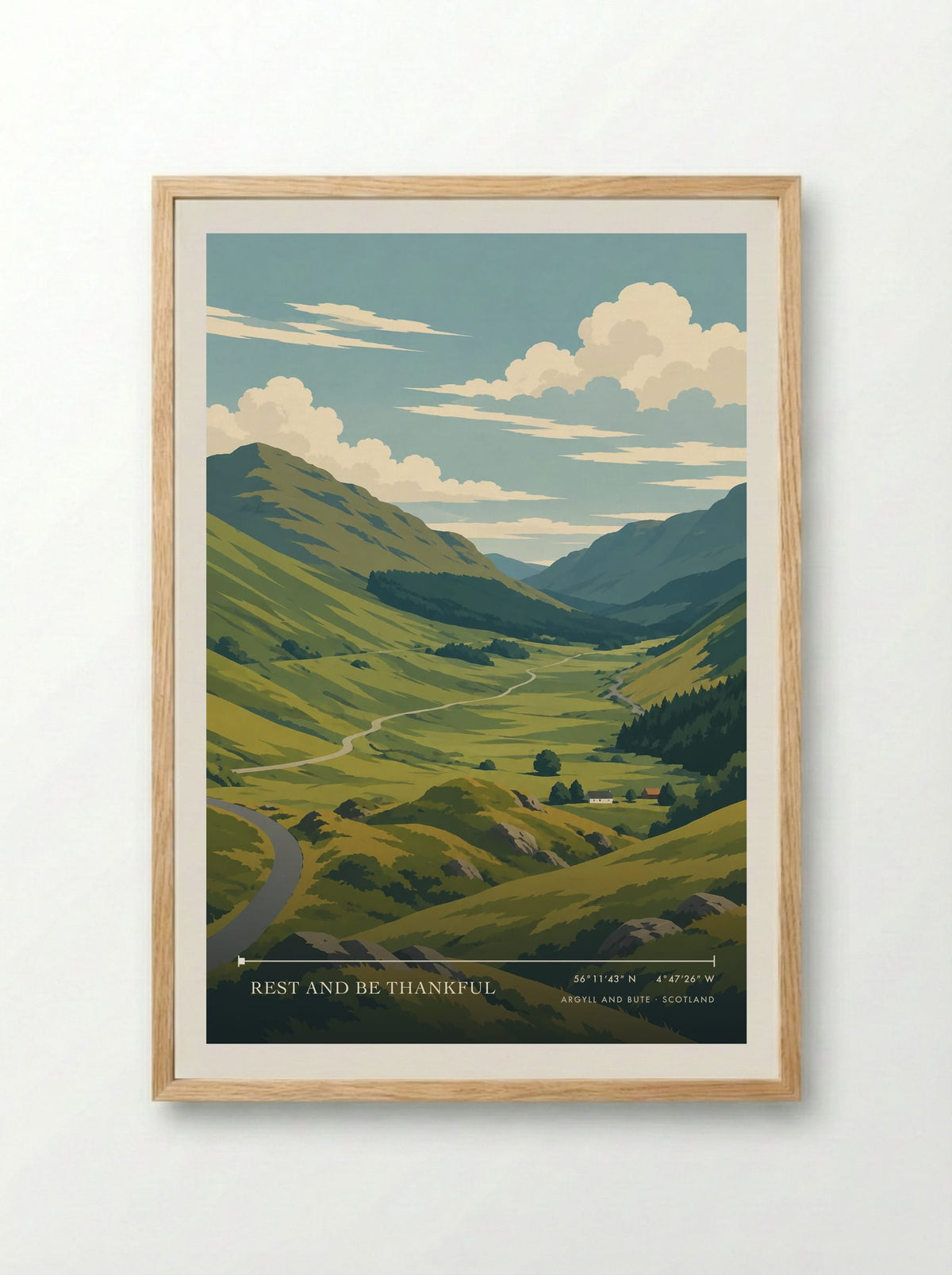 Rest and Be Thankful, Argyll and Bute | Travel Poster - Framed Print Wood