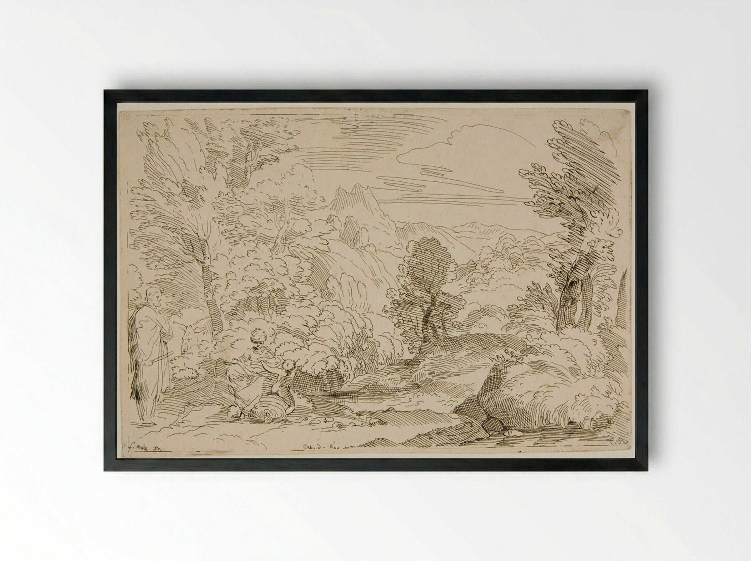 Rest in Egypt - Anne Claude Philippe de Thubières, comte de Caylus - Framed Print Black