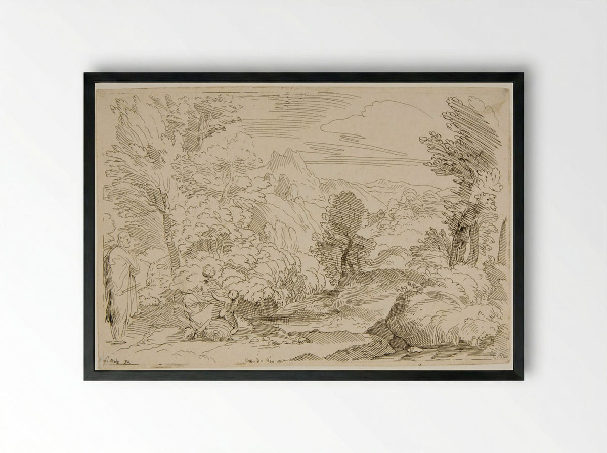 Rest in Egypt - Anne Claude Philippe de Thubières, comte de Caylus - Framed Print Black