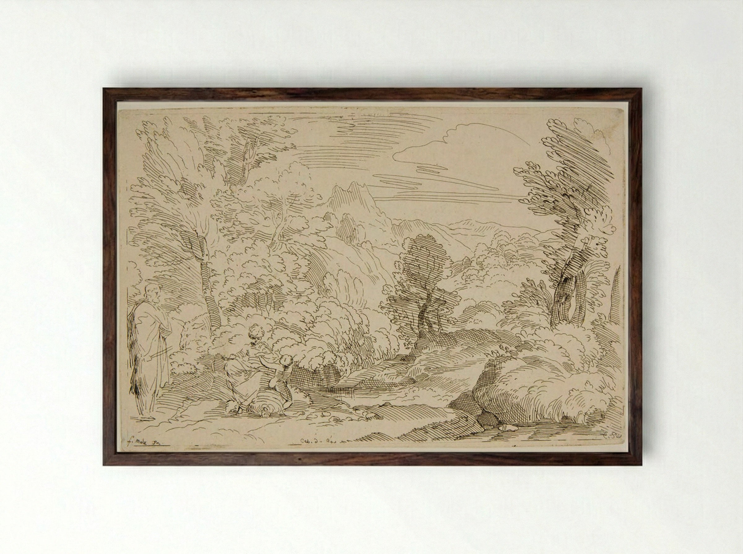 Rest in Egypt - Anne Claude Philippe de Thubières, comte de Caylus - Framed Print Dark Wood