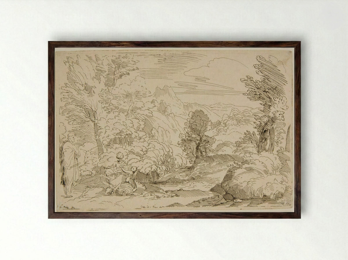 Rest in Egypt - Anne Claude Philippe de Thubières, comte de Caylus - Framed Print Dark Wood