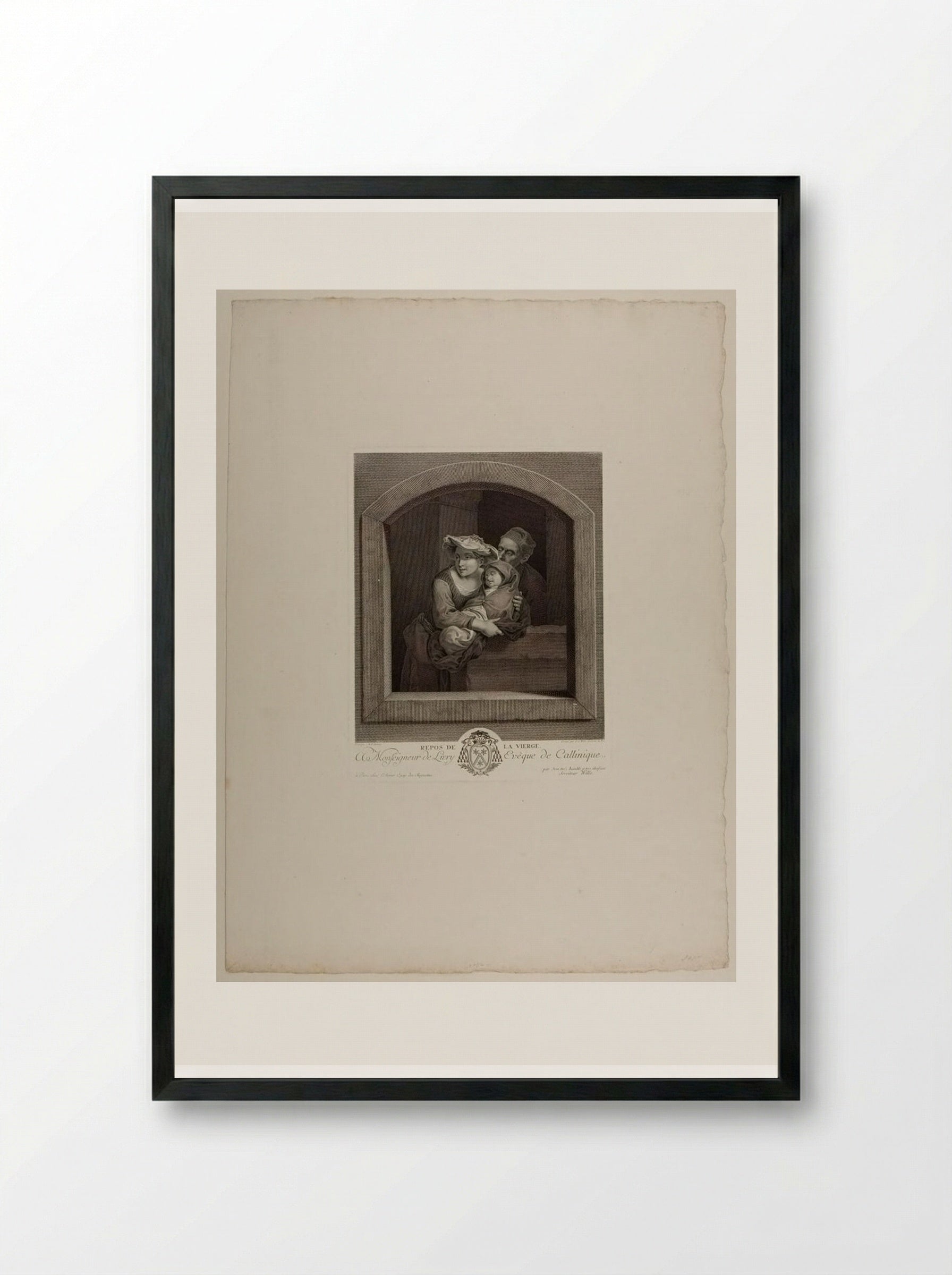 Rest of the Virgin - Johann Georg Wille - Framed Print Black