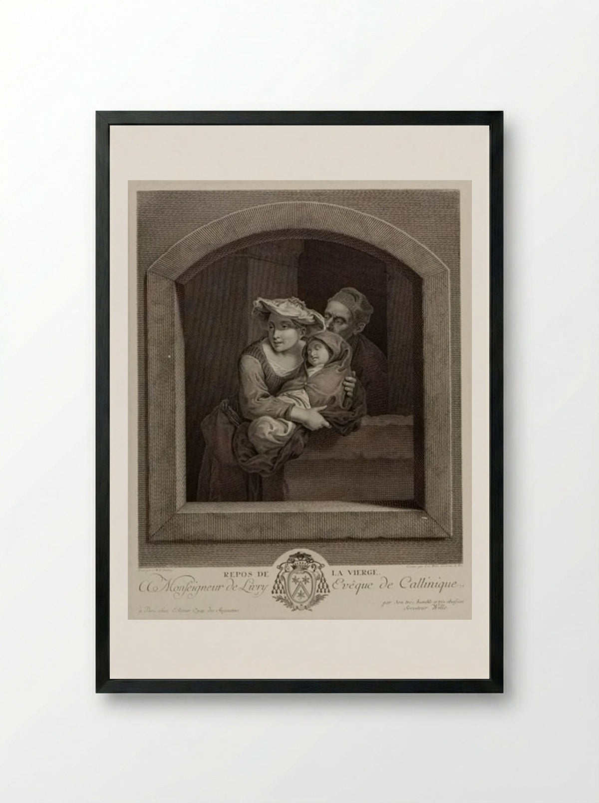 Rest of the Virgin - Johann Georg Wille - Framed Print Black