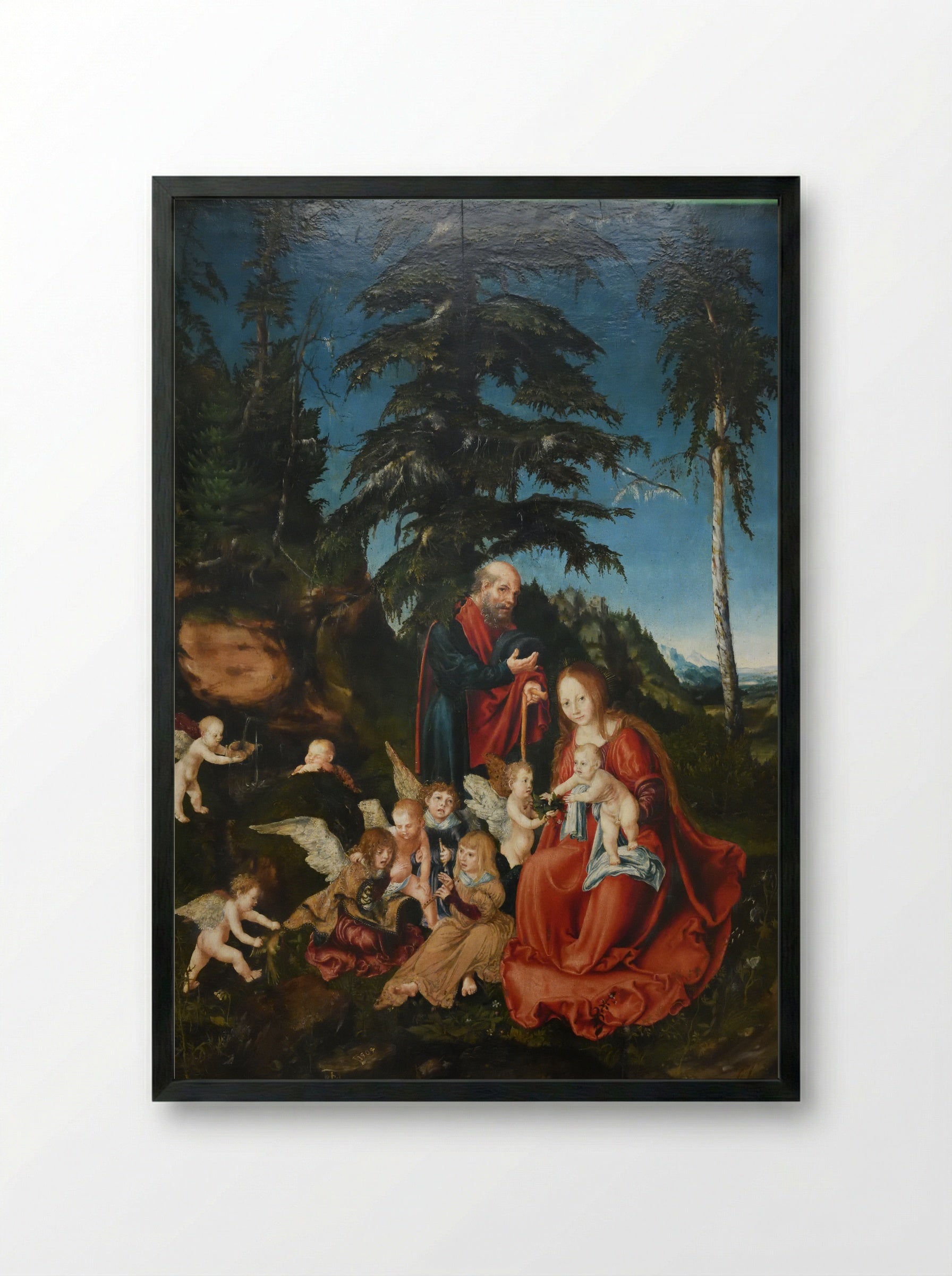Rest on the Flight into Egypt - Lucas Cranach the Elder - Framed Print Black