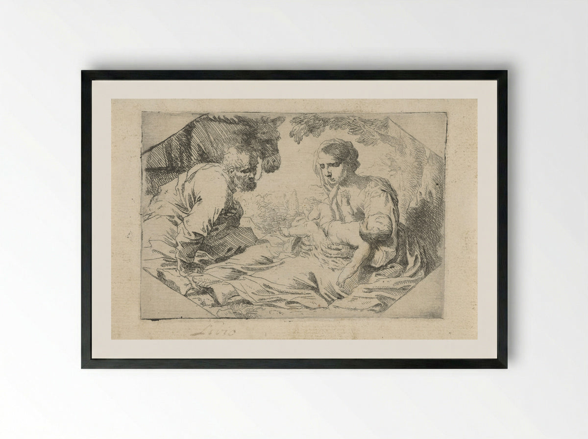 Rest on the Flight into Egypt - Jan Miel - Framed Print Black