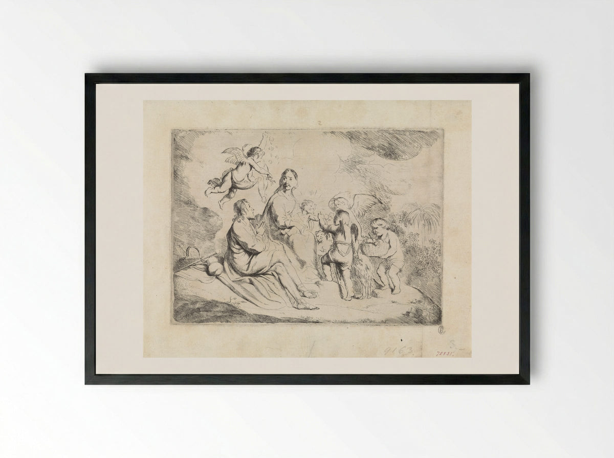 Rest on the Flight into Egypt - Hans Horions - Framed Print Black