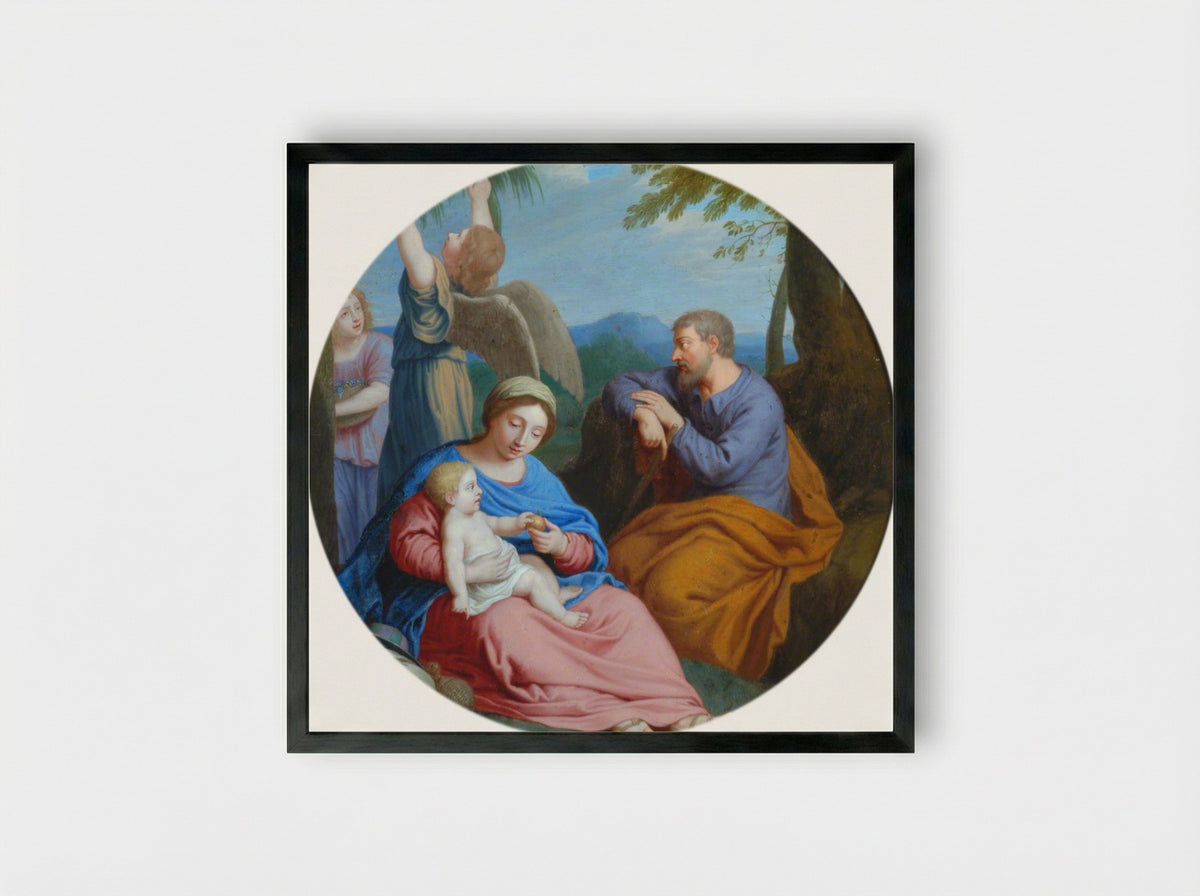 Rest on the Flight into Egypt - Simone Cantarini - Framed Print Black