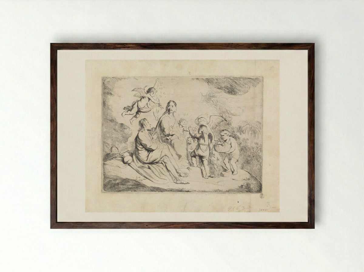 Rest on the Flight into Egypt - Hans Horions - Framed Print Dark Wood
