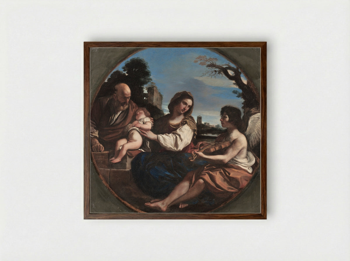Rest on the Flight into Egypt - Guercino - Framed Print Dark Wood