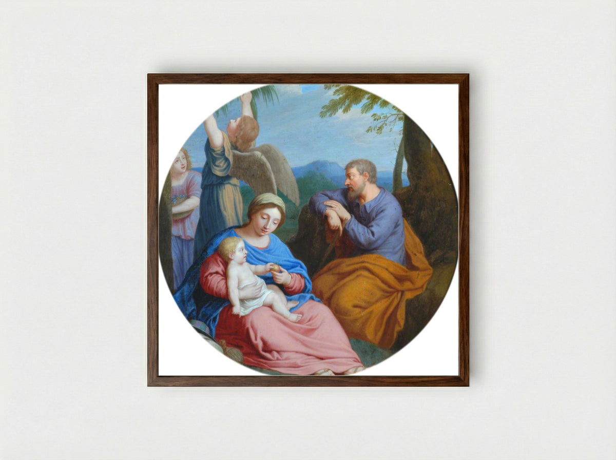 Rest on the Flight into Egypt - Simone Cantarini - Framed Print Dark Wood