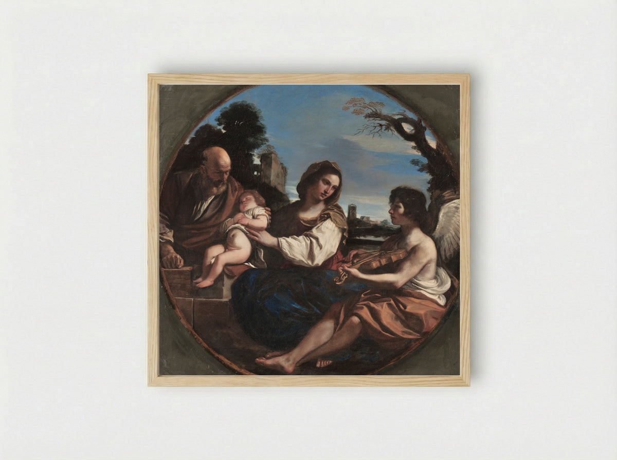 Rest on the Flight into Egypt - Guercino - Framed Print Wood