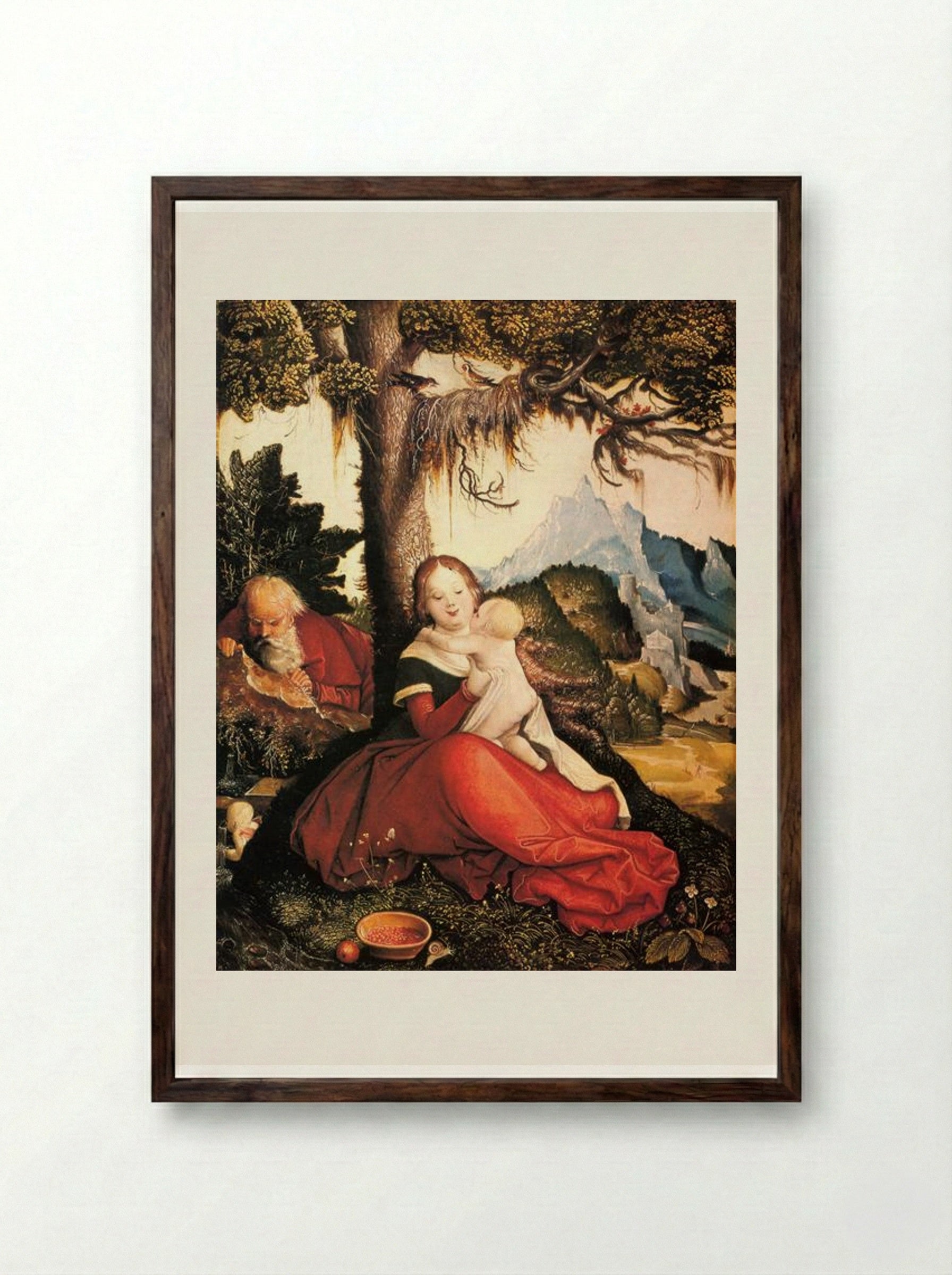 Rest on the Flight to Egypt - Hans Baldung - Framed Print Dark Wood