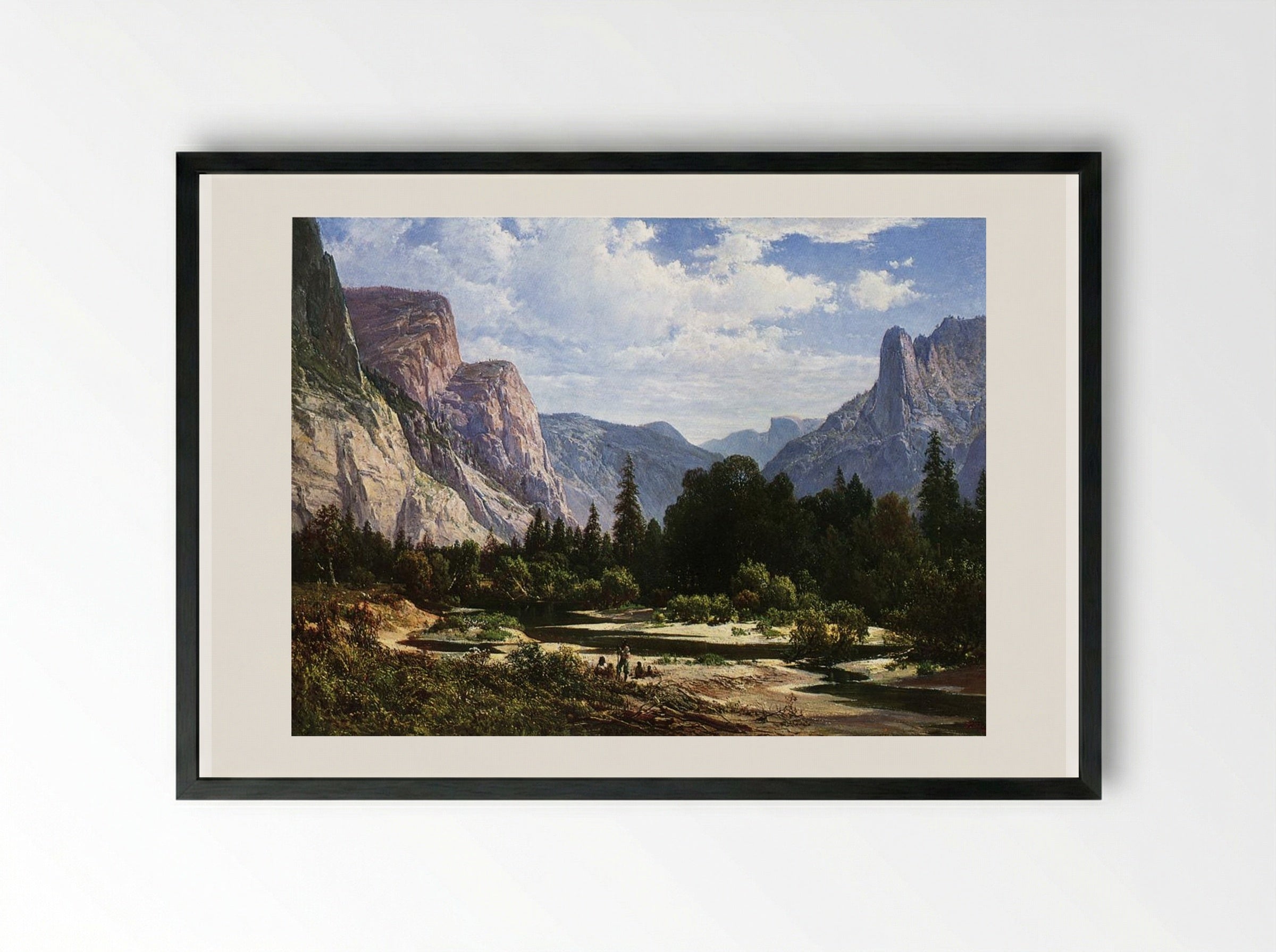 Resting by a Stream - Thomas Hill - Framed Print Black