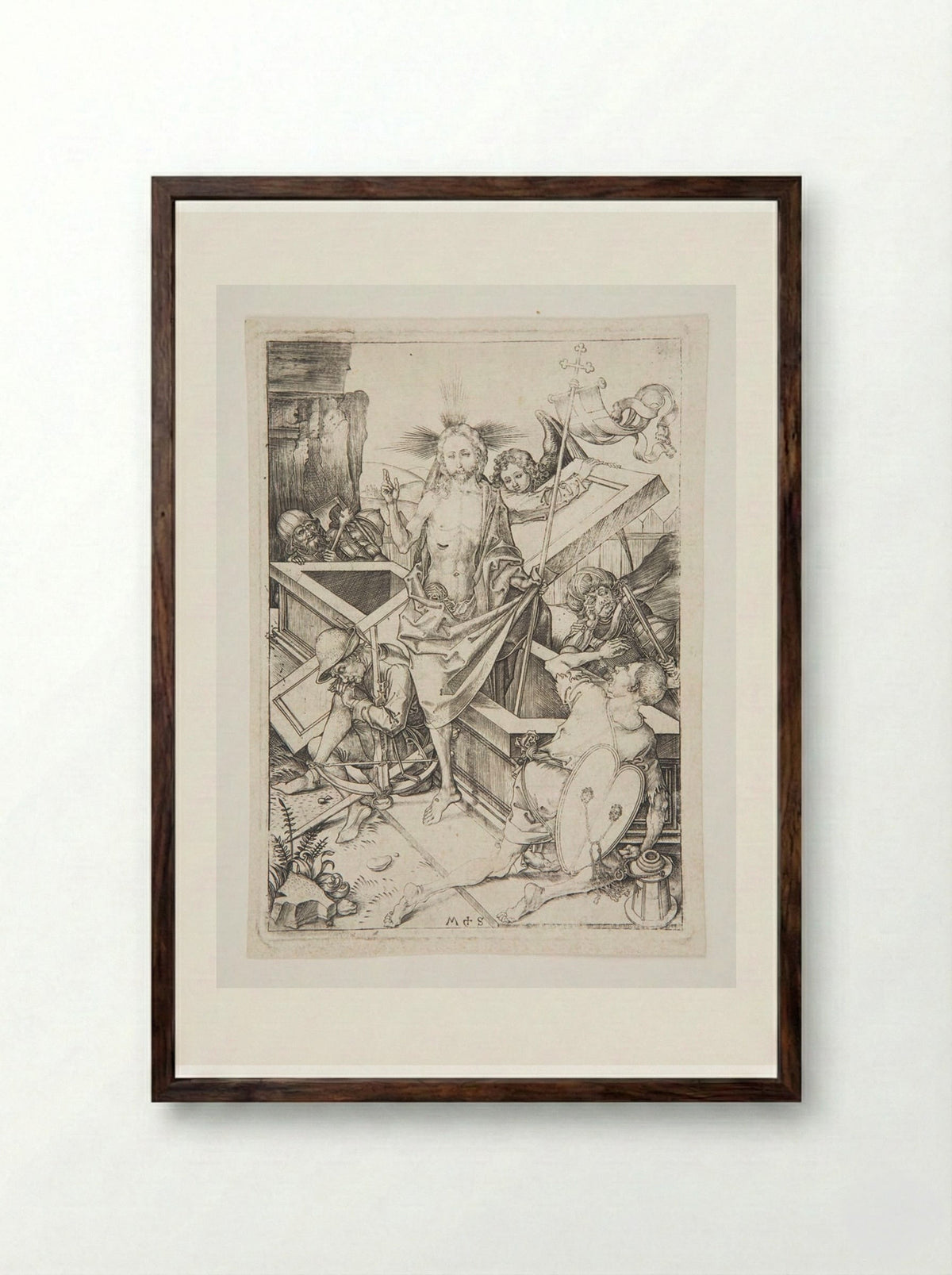 Resurrection - Martin Schongauer - Framed Print Dark Wood