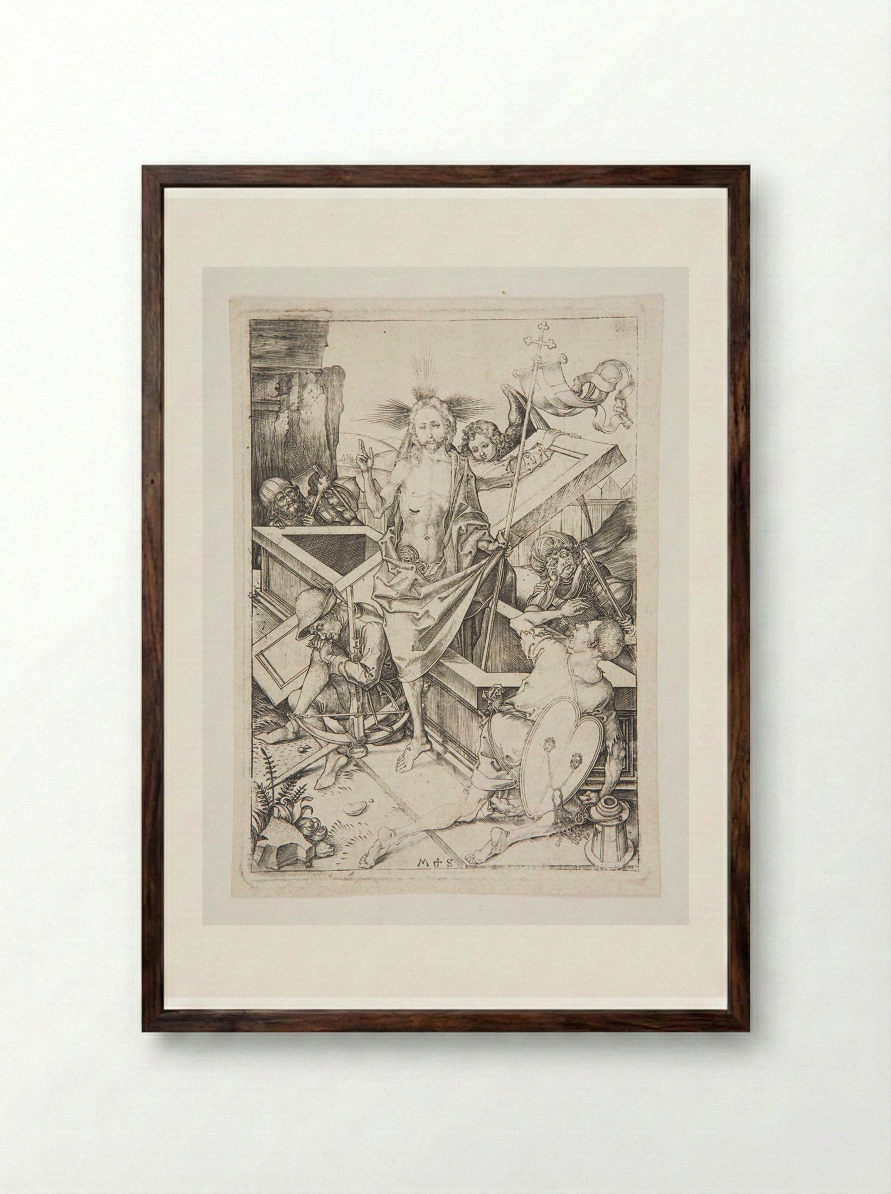 Resurrection - Martin Schongauer - Framed Print Dark Wood