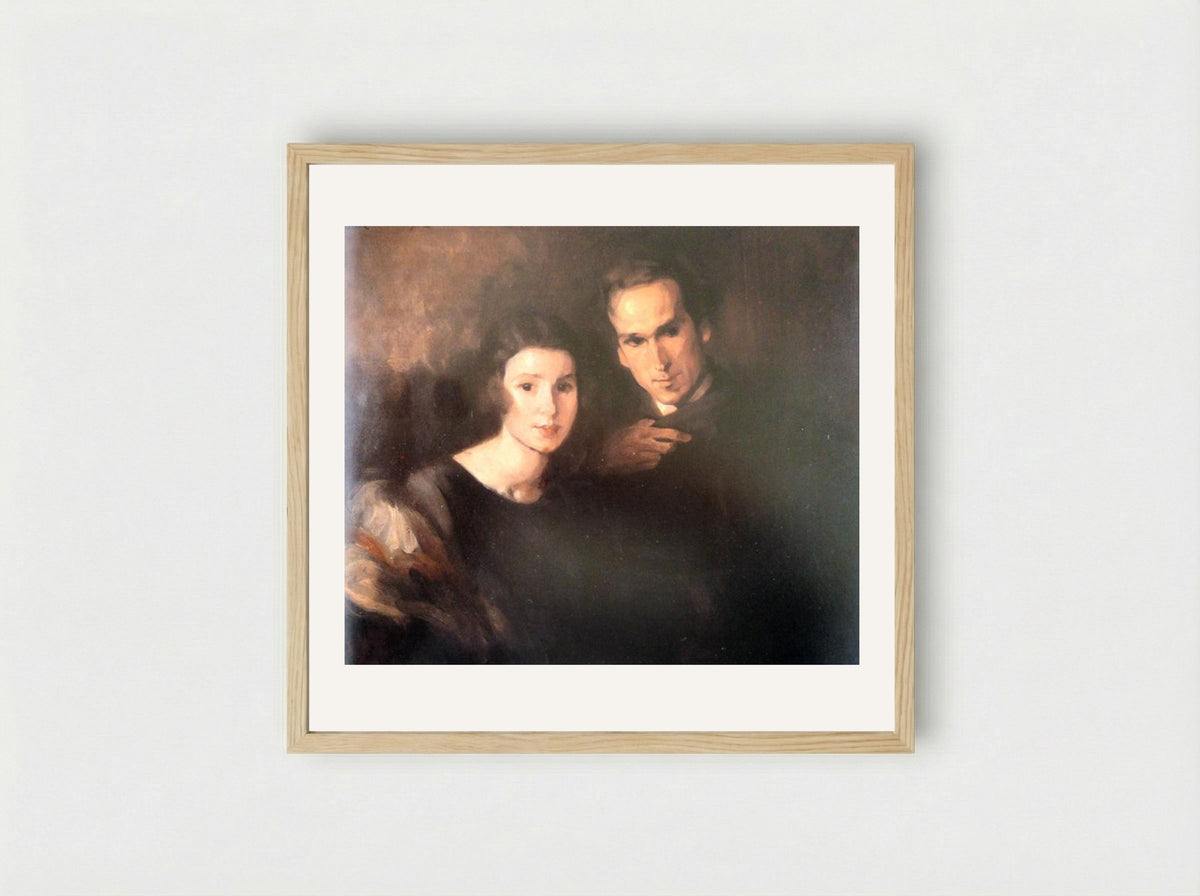 Retrato de Cláudio e Maria - António Carneiro - Framed Print Wood